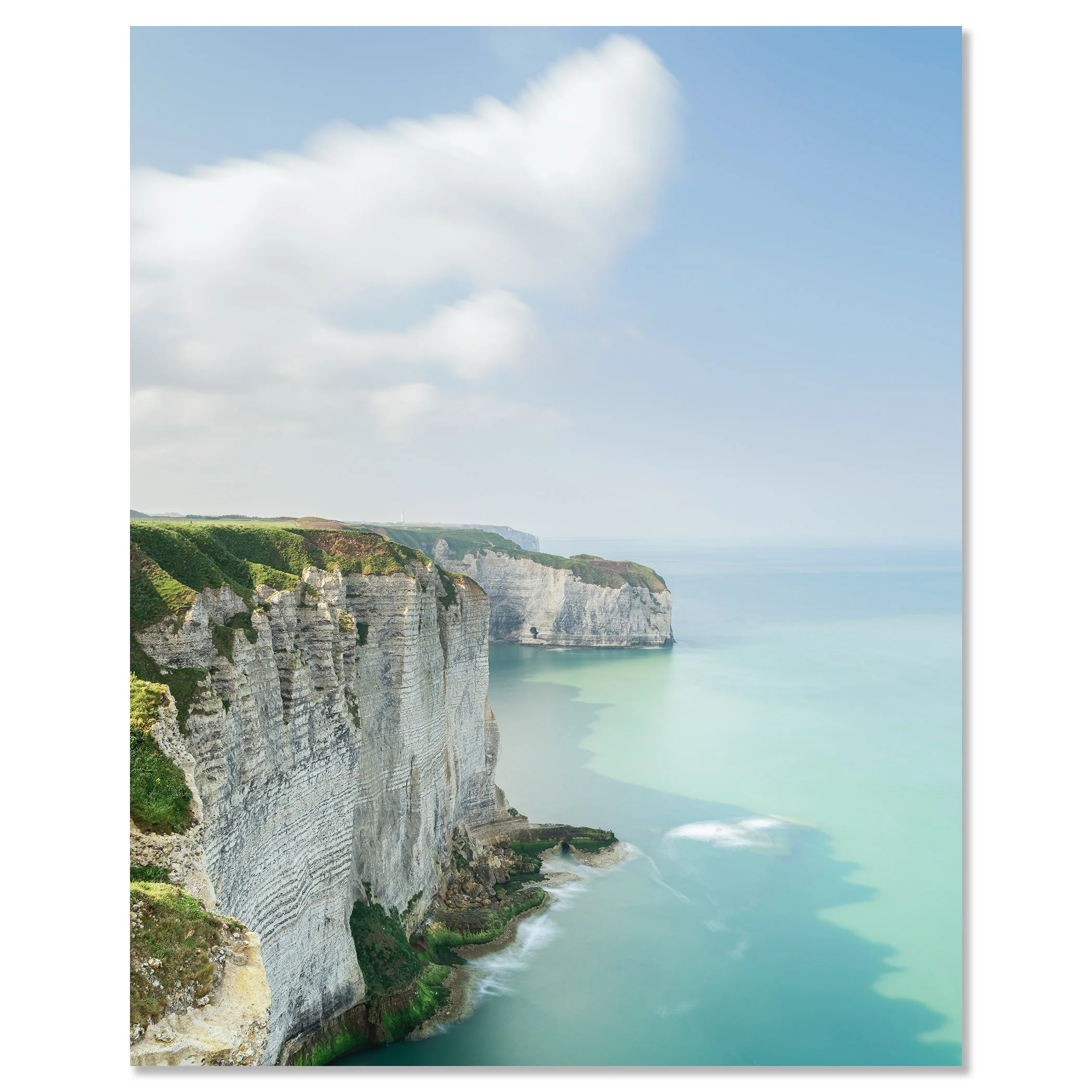 White Cliffs of Étretat Study 2 shown as a frameless colour photograph mounted on aluminium Dibond by Gerald Berghammer.