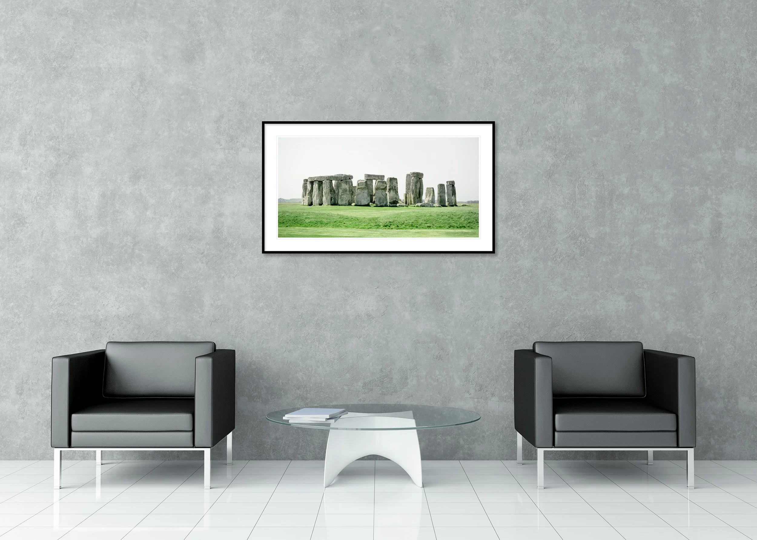 Stonehenge, Panorama Study 1 – colour archival pigment print in an aluminium frame with a white mount.