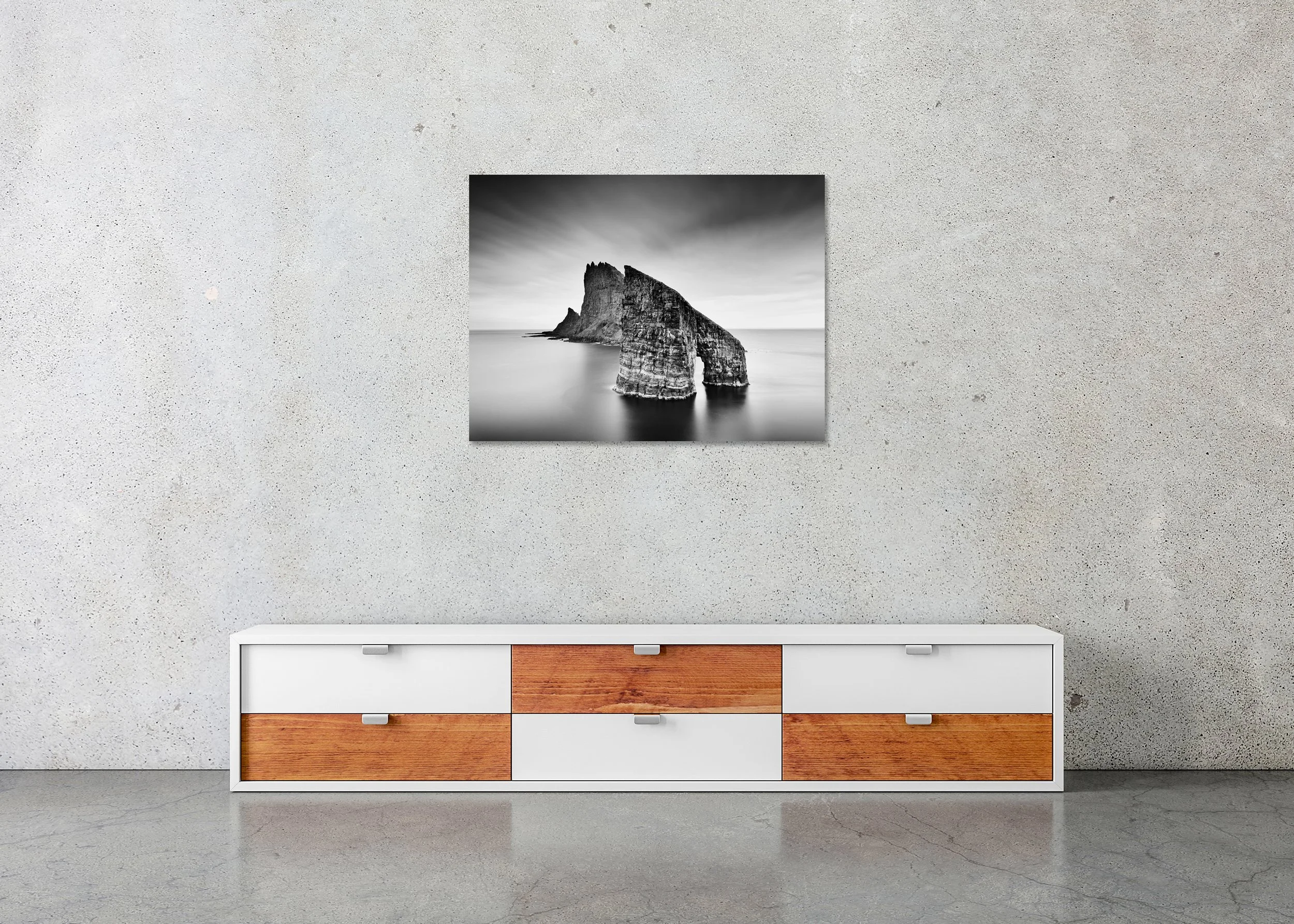 Drangarnir, Sea Arch Study 2 displayed as a frameless photo print on aluminium Dibond