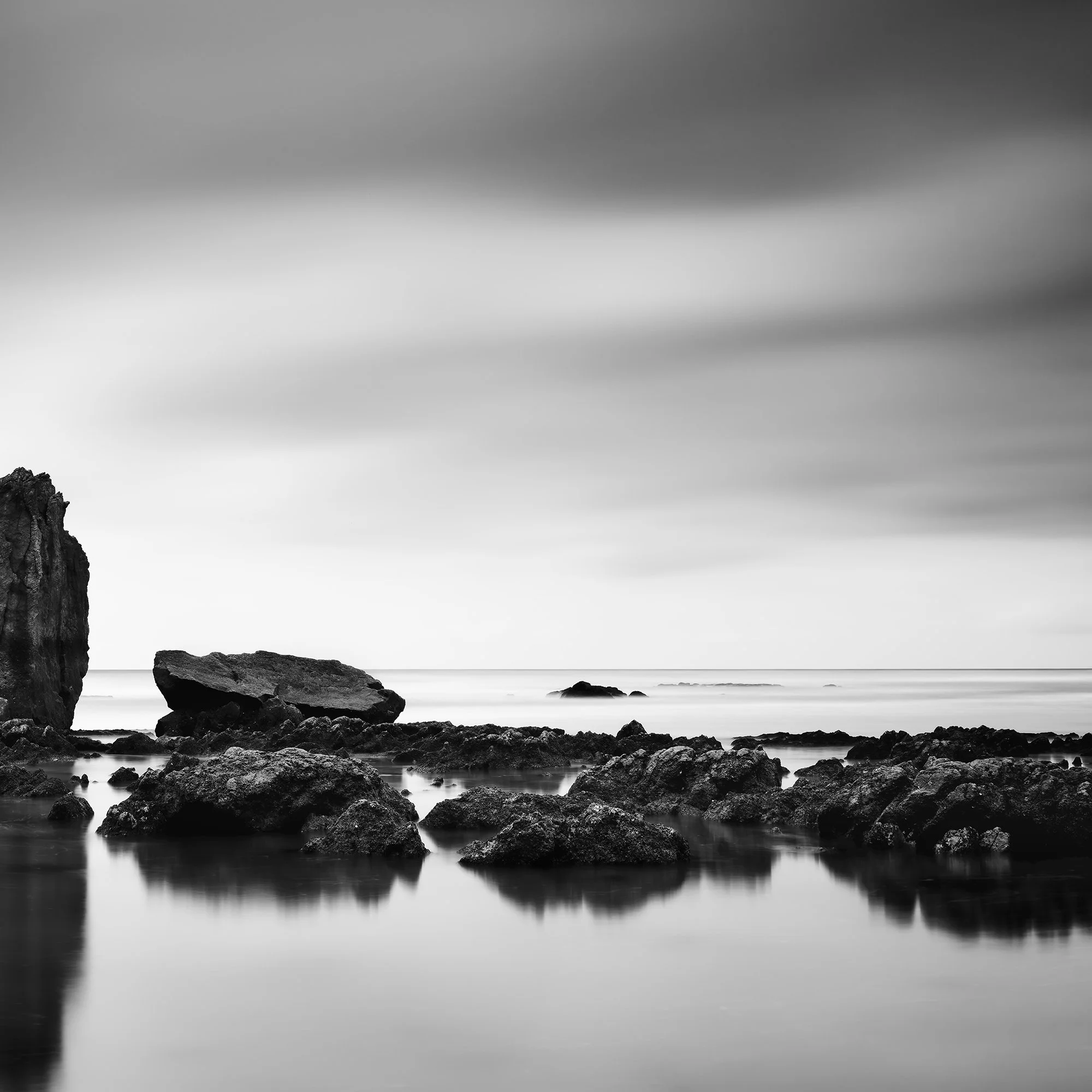 Cropped detail of Beach Rock Panorama Study 2 – France, showing long-exposure water and coastal rock formations