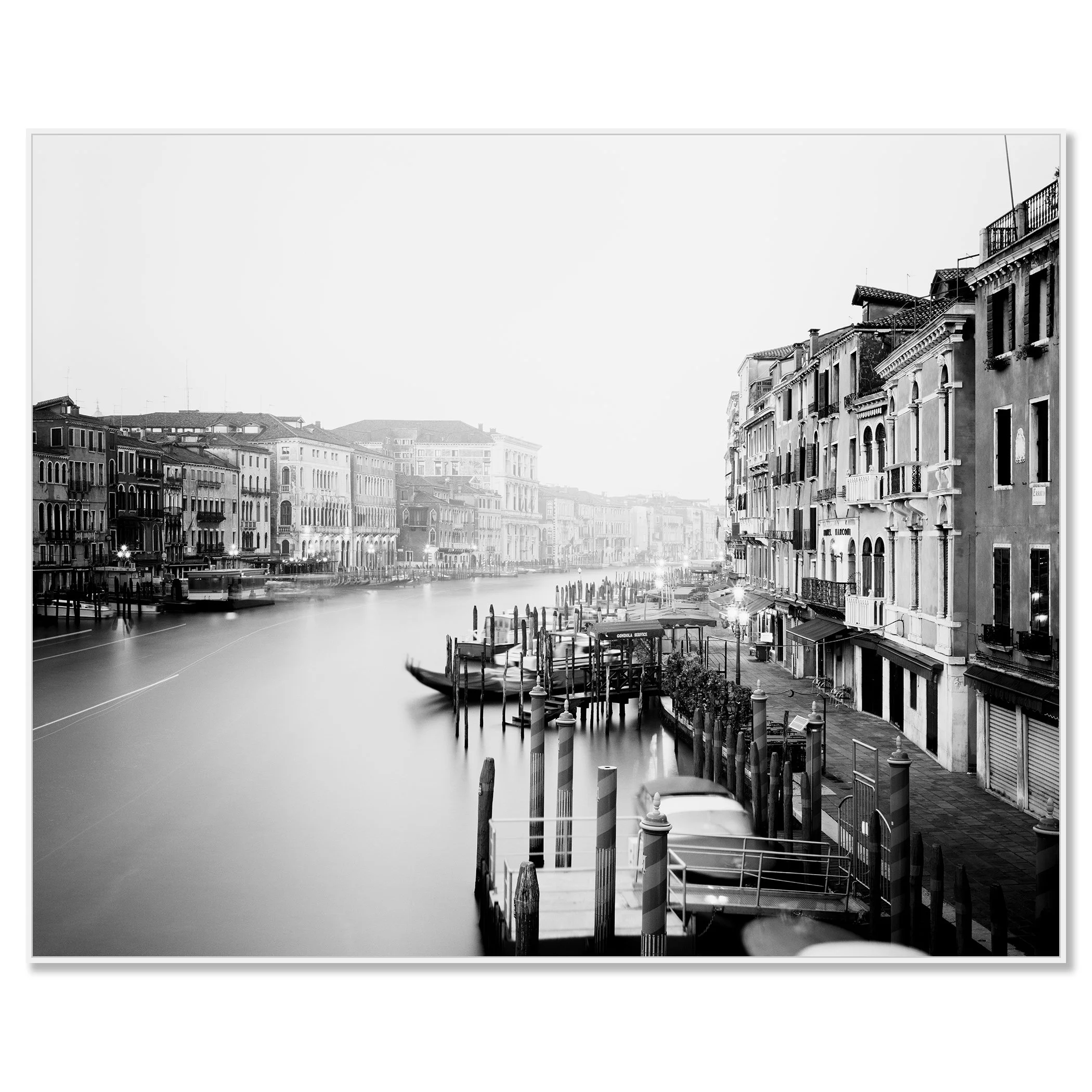 Canal Grande, Study 1 – Venice, black-and-white photograph in a white aluminium ArtBox.