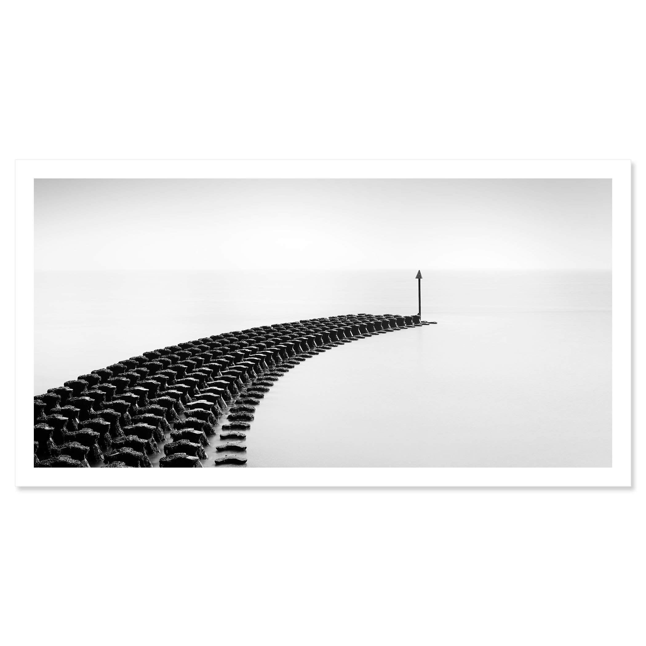 Cobbold’s Point Panorama Study 1 by Gerald Berghammer, black-and-white panoramic fine art print on paper with a white border.