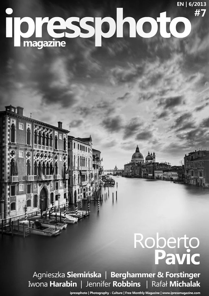 Cover of ipressphoto Magazine, Issue 7, June 2013, featuring a black-and-white photograph of Venice and an editorial feature on Gerald Berghammer and Ina Forstinger.