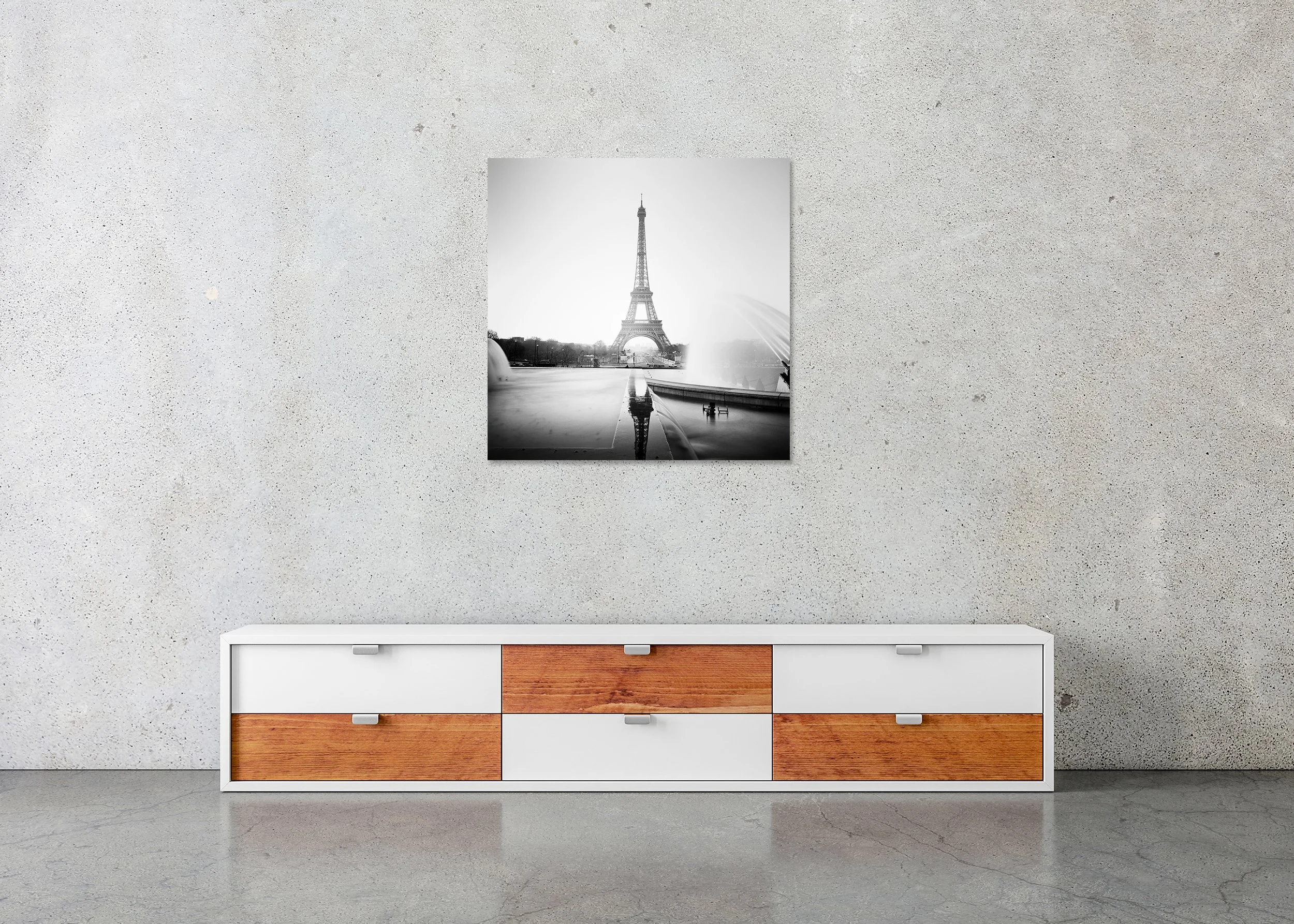 Eiffel Tower Study 1 – Paris, France, black-and-white photo print mounted to Dibond, frameless