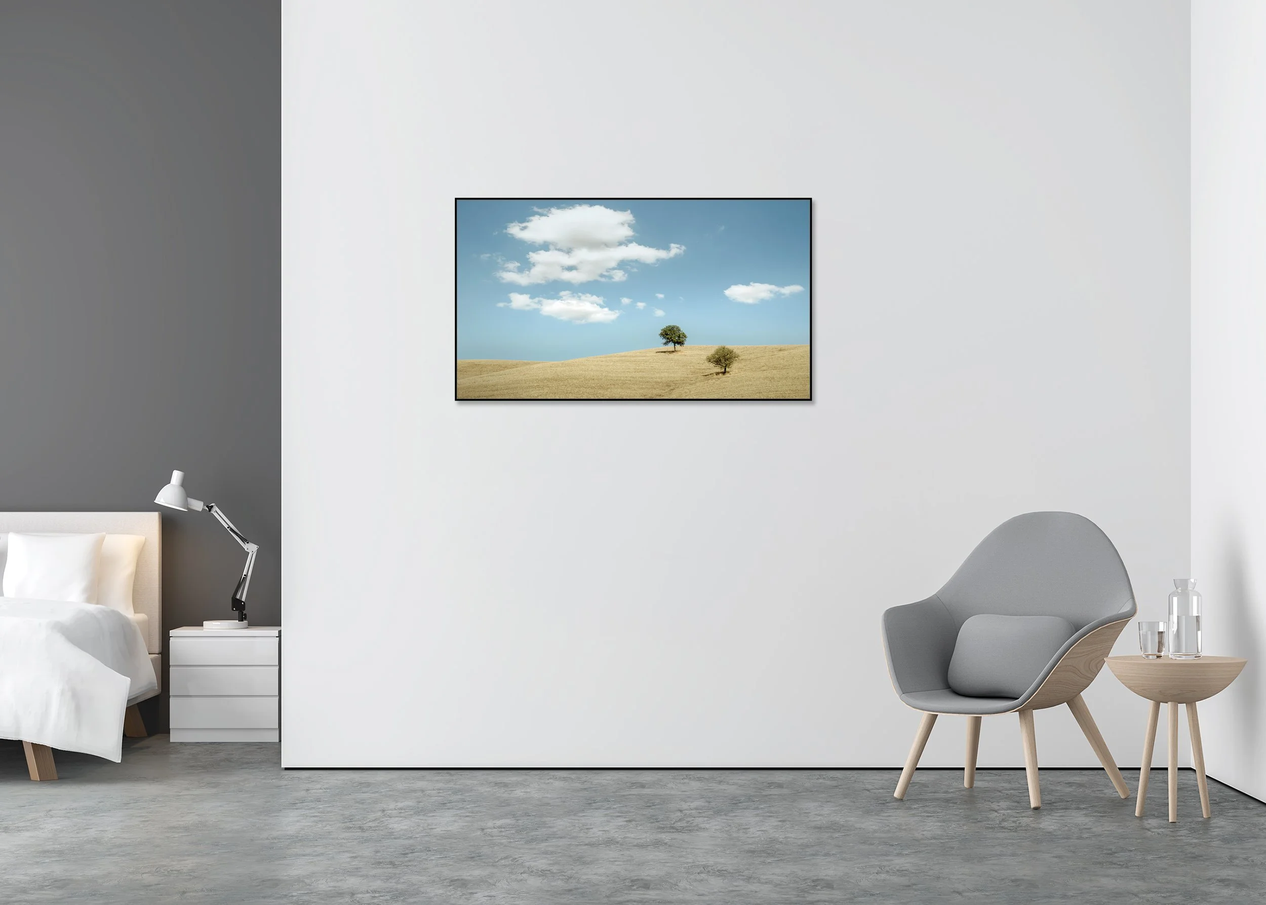 Gerald Berghammer - Rolling Hills with Trees, great Clouds, Tuscany, Italy, ChromaLuxe print, aluminium art box