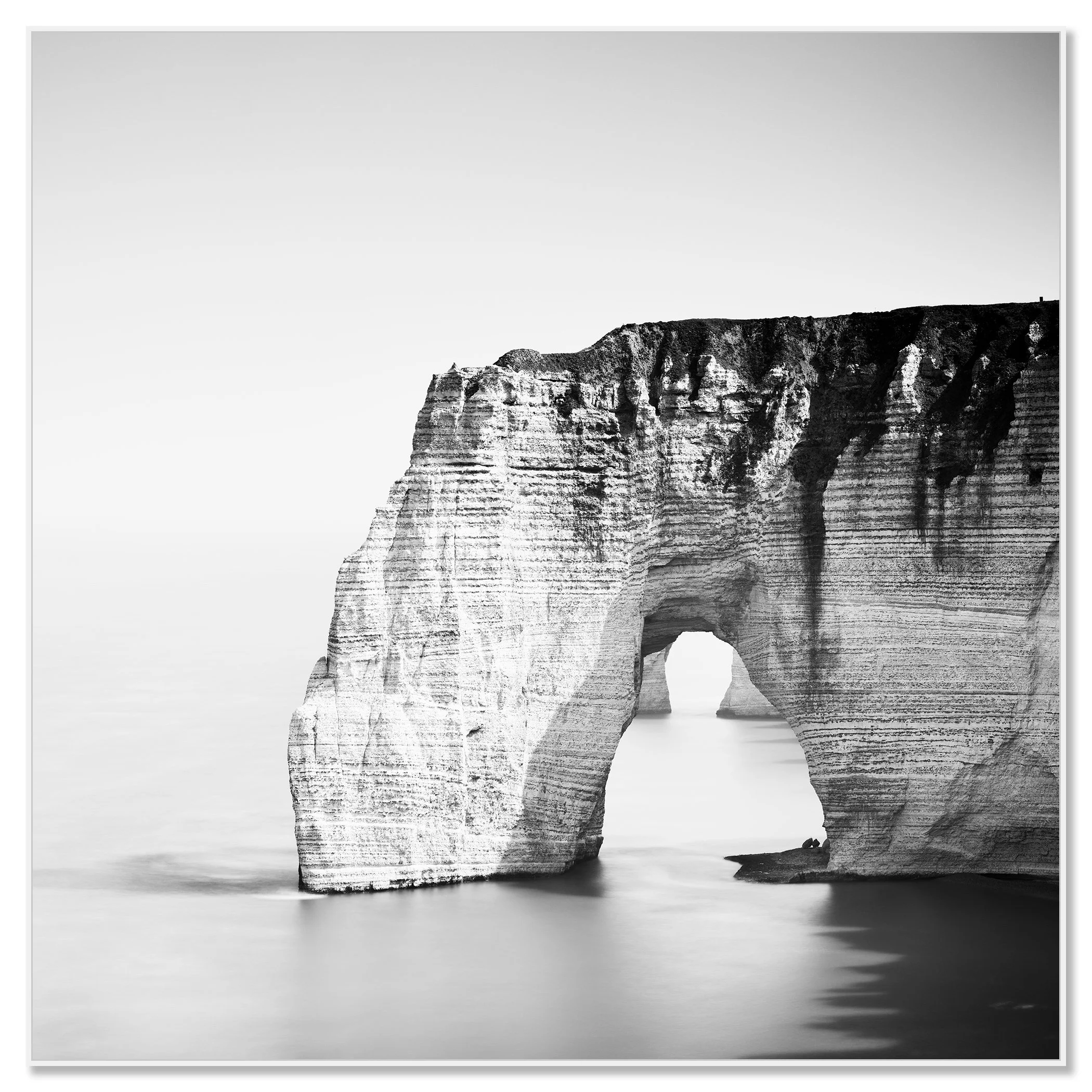 The Cliffs of Étretat, Study 4 – France, black-and-white photograph in a white aluminium ArtBox frame