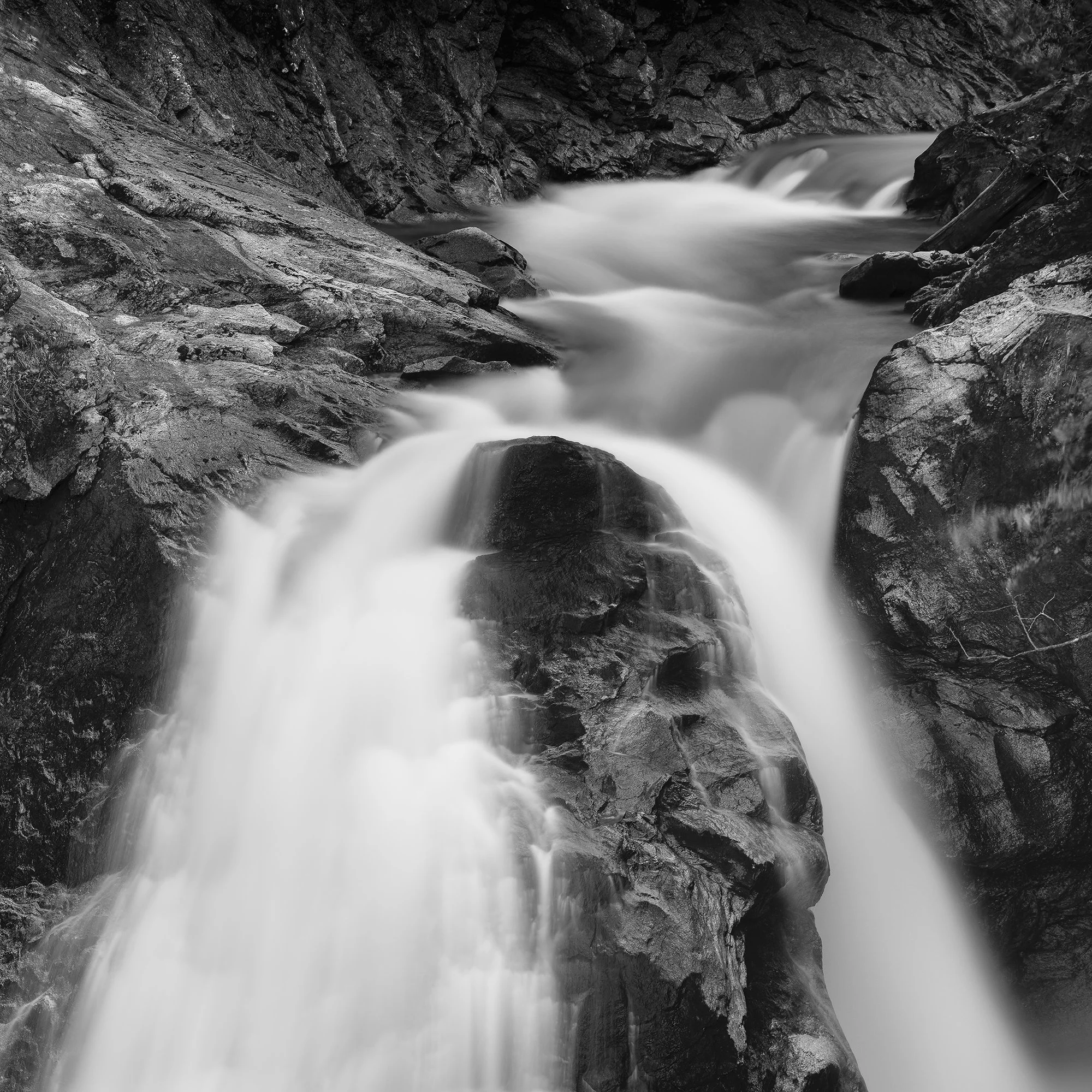 Detail of the upper cascade and rock formations in Krimmler Ache Study 1 by Gerald Berghammer