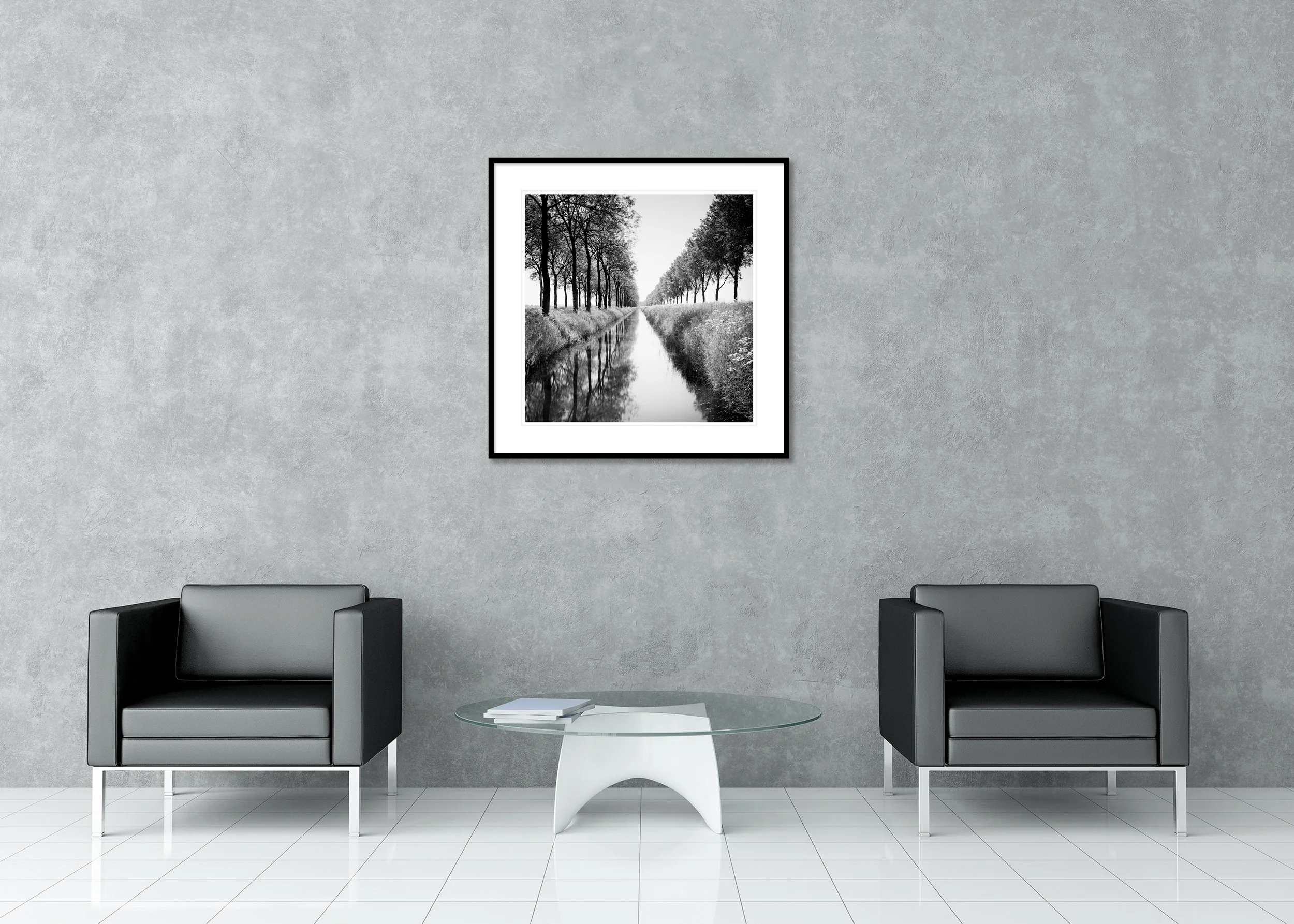 Gracht Study 1, Netherlands, black-and-white archival pigment print in a classic frame with a mount