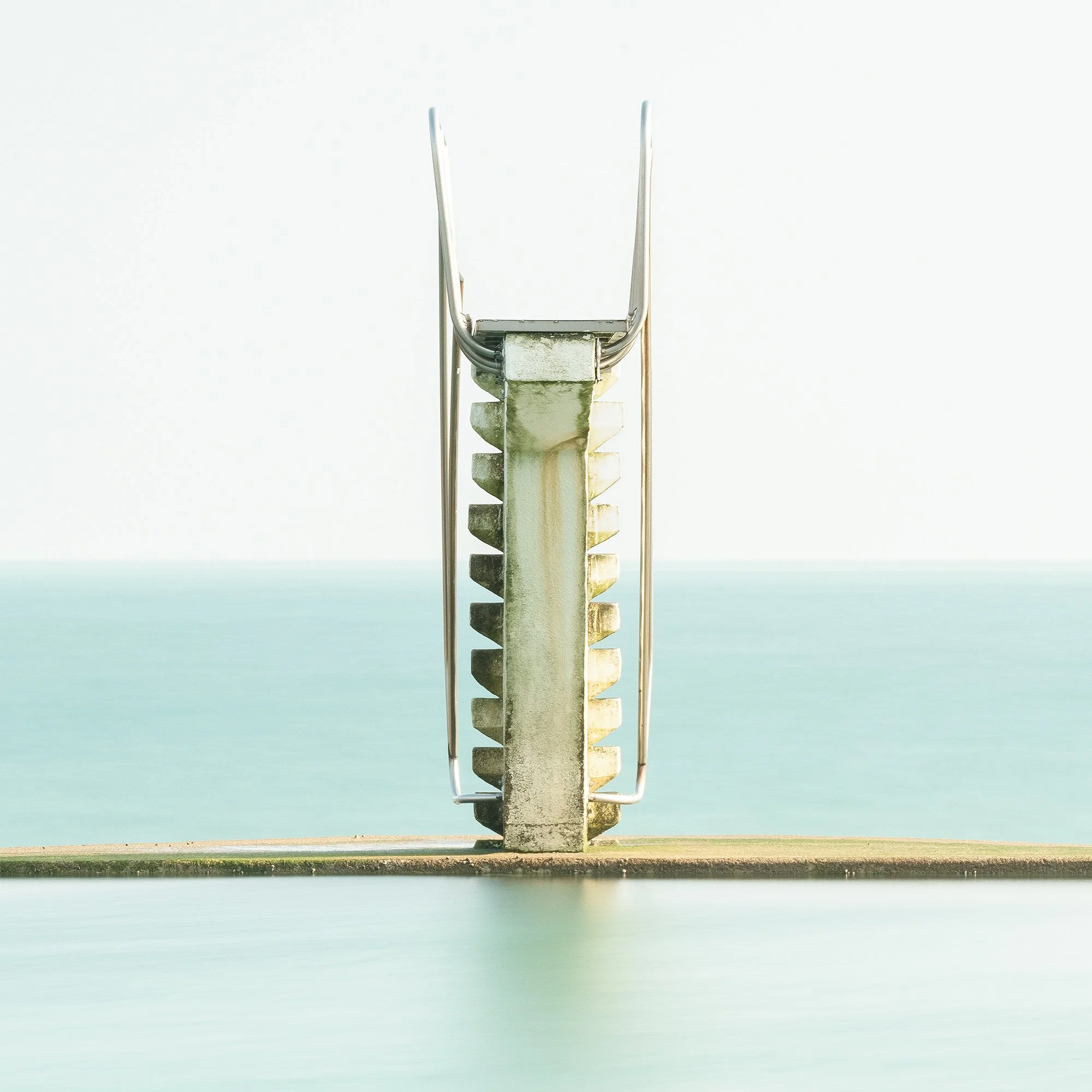 Close-up detail of Diving Platform Panorama Study 2 by Gerald Berghammer, showing the sculptural diving platform against the pale turquoise sea.