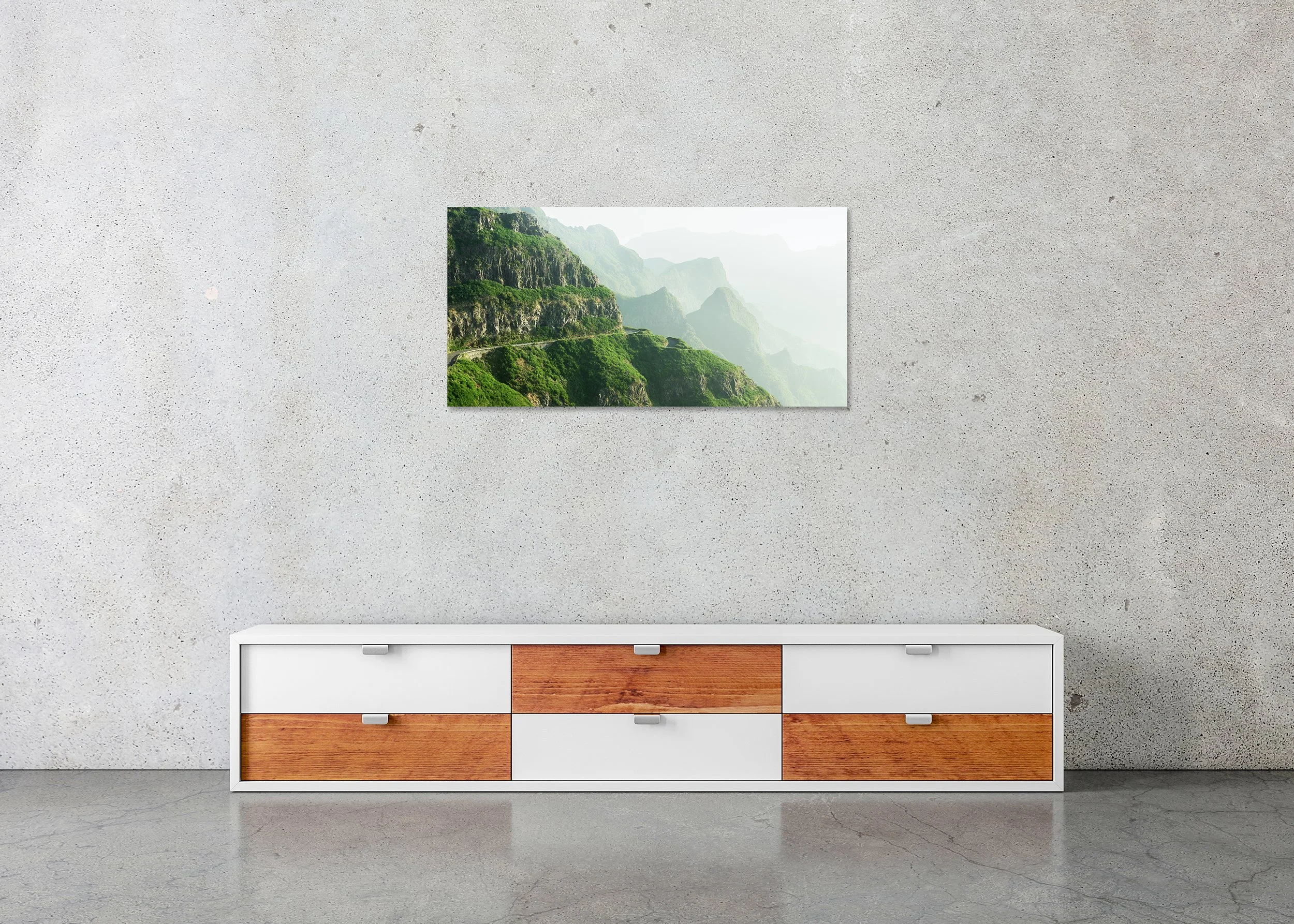 Green Hills in Morning Light, Study 1 colour photograph mounted frameless on aluminium Dibond