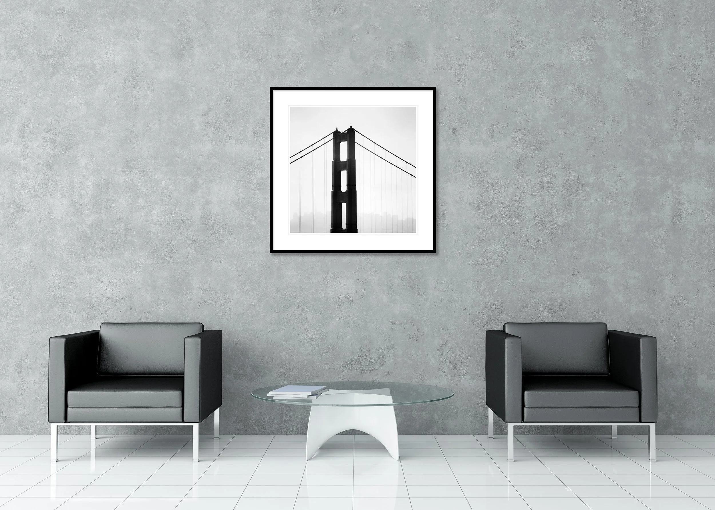 Gerald Berghammer - Golden Gate, minimalist cityscape, architecture detail, USA, Archival pigment print, aluminium frame, passe-partout, anti reflex glass