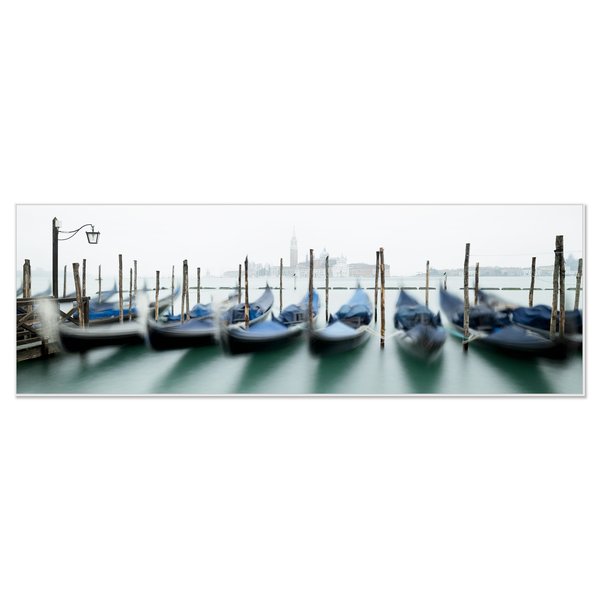 Gondola with San Giorgio Maggiore Study 1 mounted on aluminium Dibond in a white ArtBox frame by Gerald Berghammer.