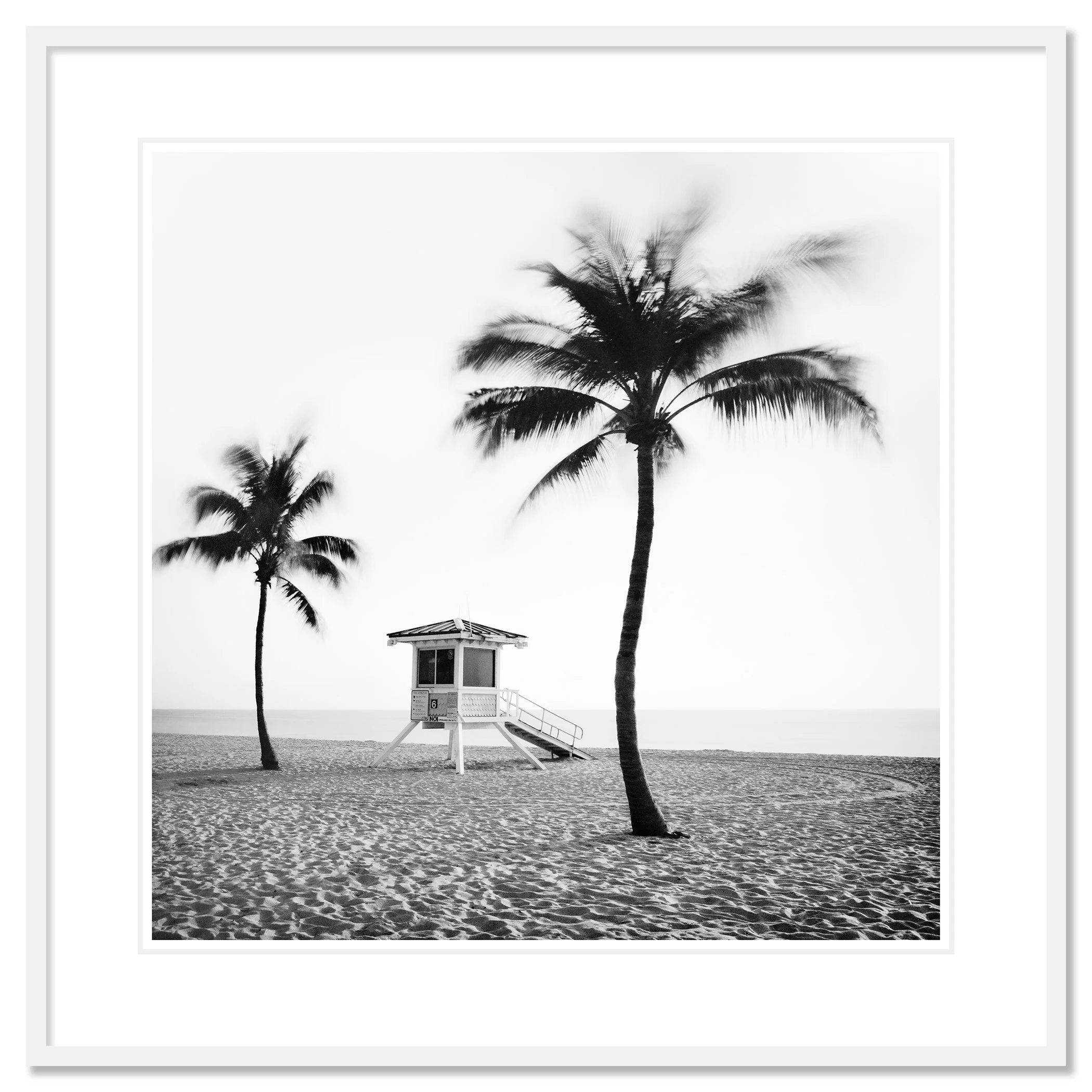 Fort Lauderdale Beach, Study 4 by Gerald Berghammer, black-and-white fine art print in a white aluminium frame with a white mount.