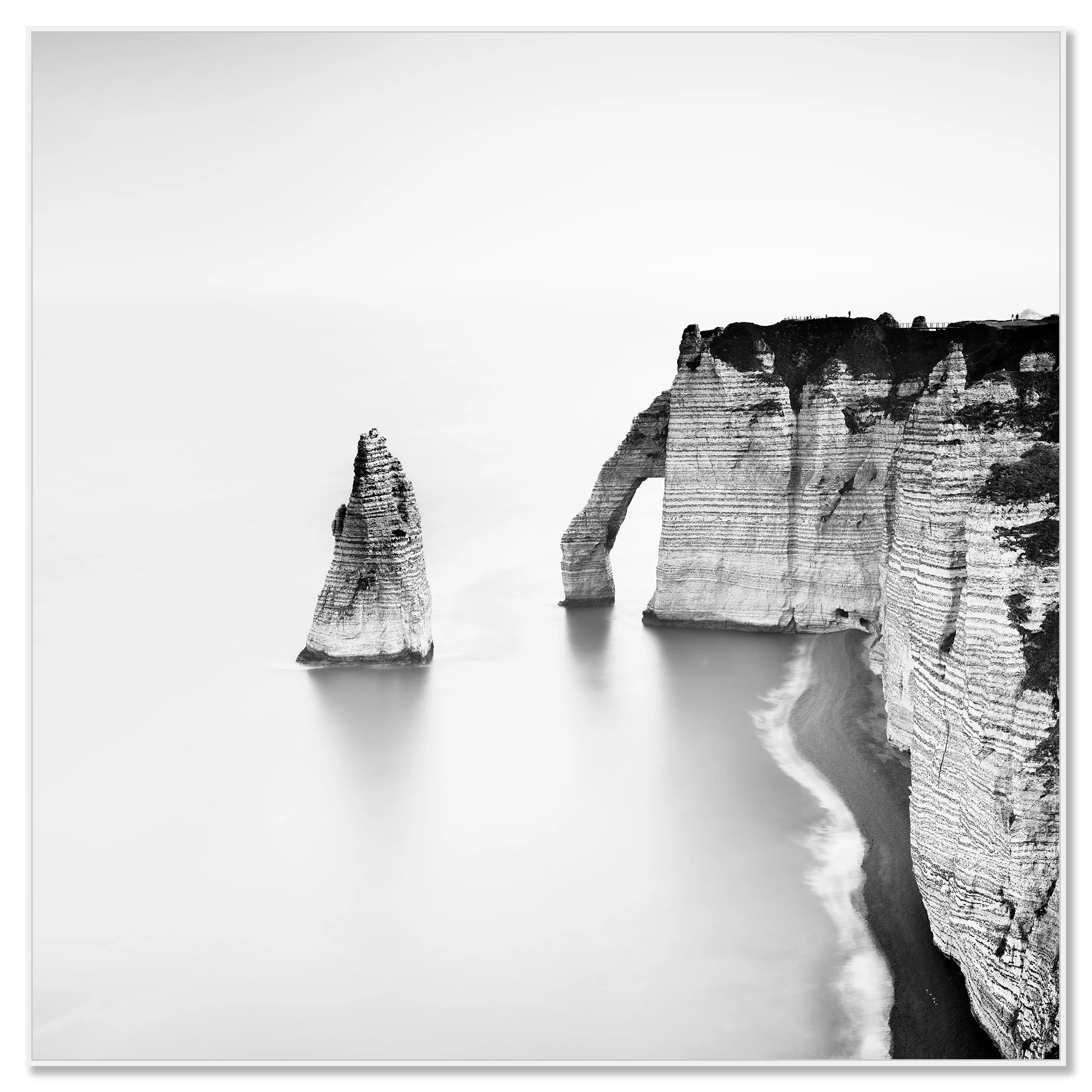 The Cliffs of Étretat, Study 1 – black-and-white photograph in a white aluminium ArtBox frame