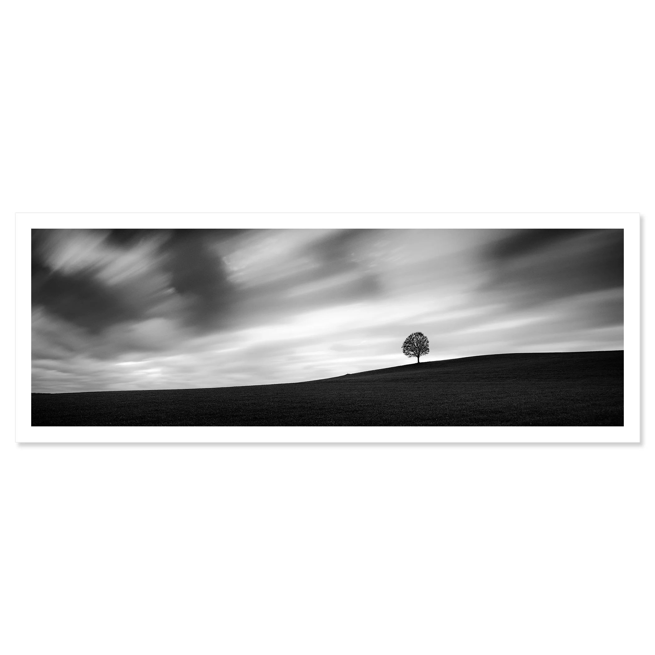 Turbulent Times Panorama Study 1 by Gerald Berghammer, black-and-white panoramic artwork mounted frameless on aluminium Dibond.