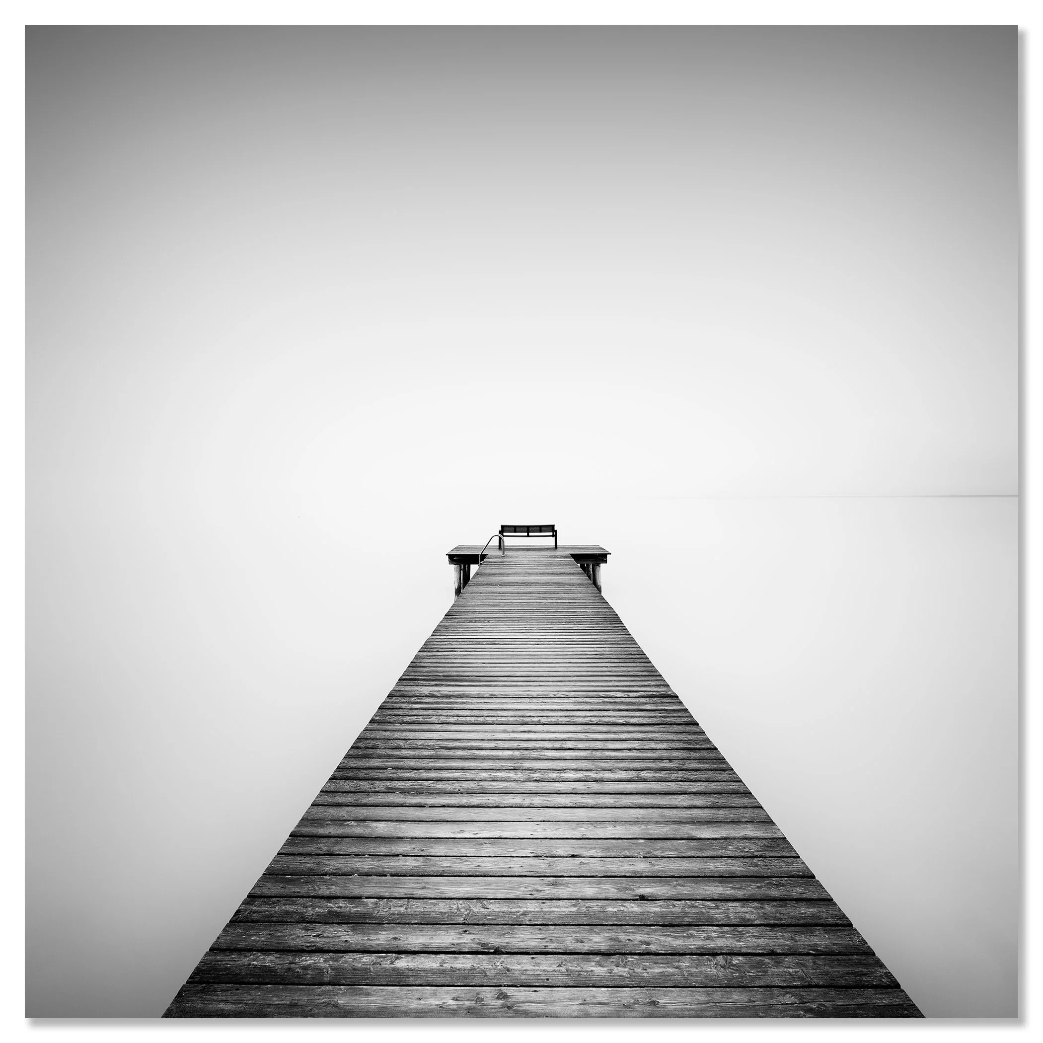Misty Morning at the Lake, Study 1 – black-and-white photograph mounted on frameless aluminium Dibond.