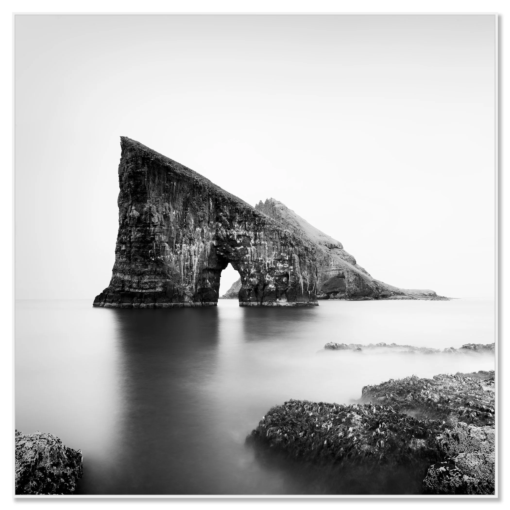 Drangarnir Sea Stacks Study 2 by Gerald Berghammer presented in a white aluminium ArtBox frame.