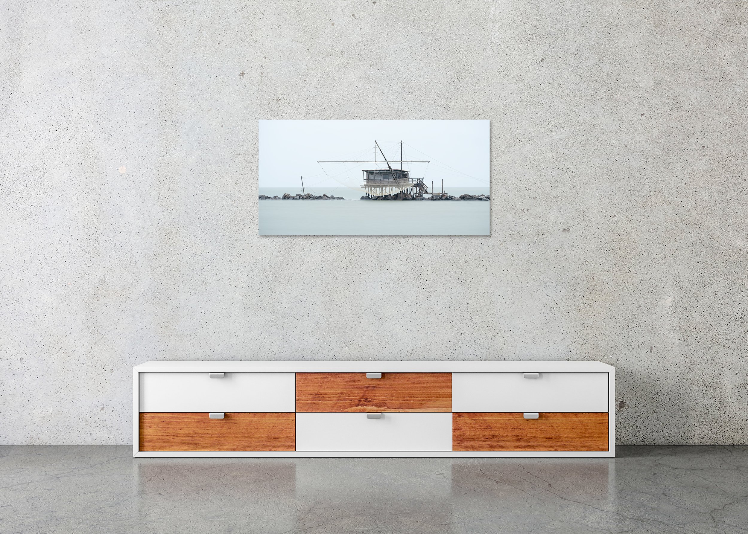 Retoni Study 4 displayed in a modern interior as a frameless colour artwork mounted on aluminium Dibond by Gerald Berghammer.