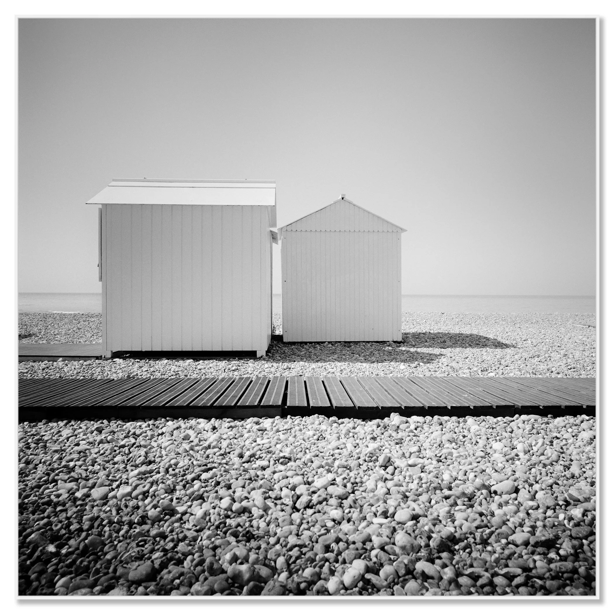 Beach Huts Study 10 – France by Gerald Berghammer in a white aluminium ArtBox frame.