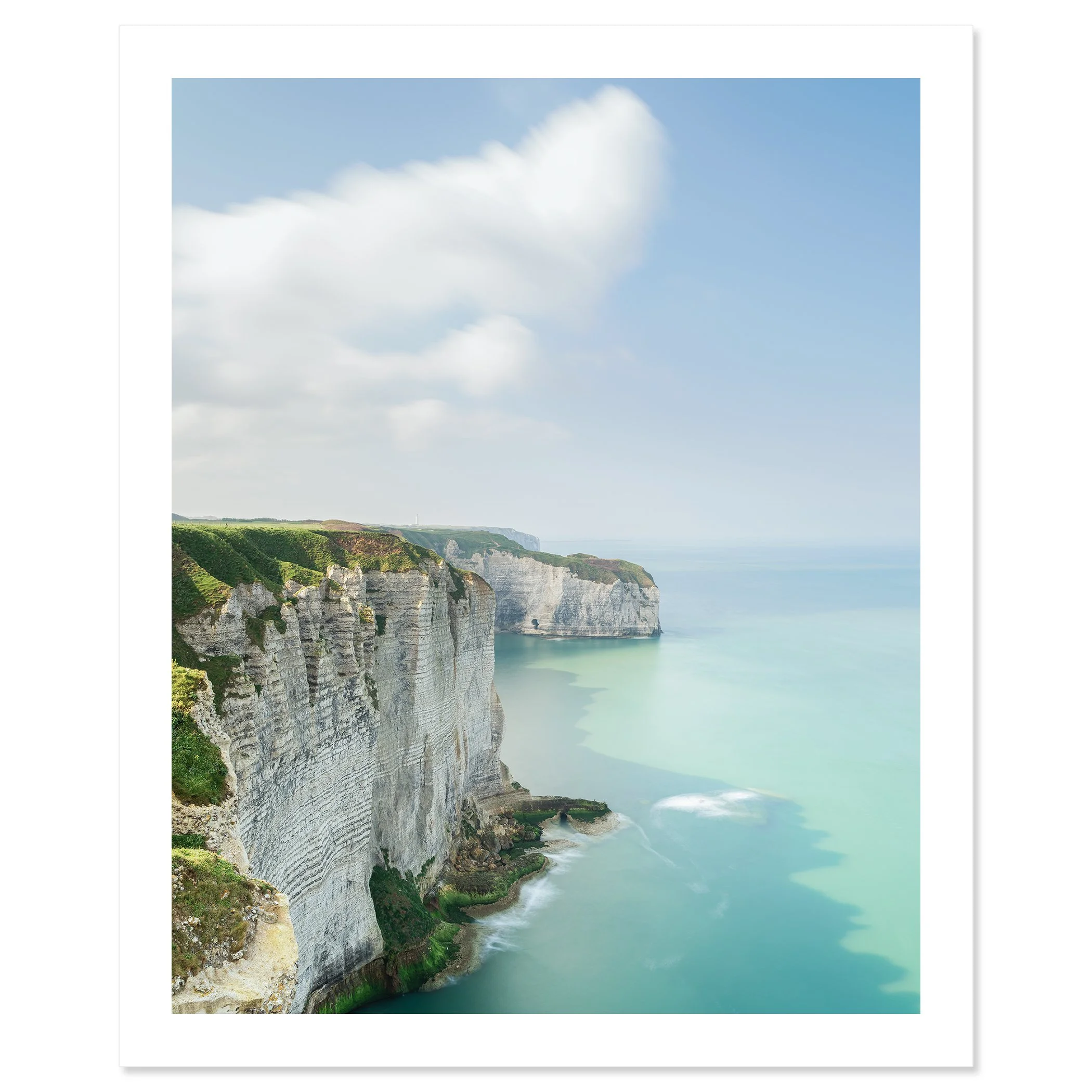 White Cliffs of Étretat Study 2 shown as an archival pigment fine art print on Hahnemühle Photo Rag Baryta with a white border.