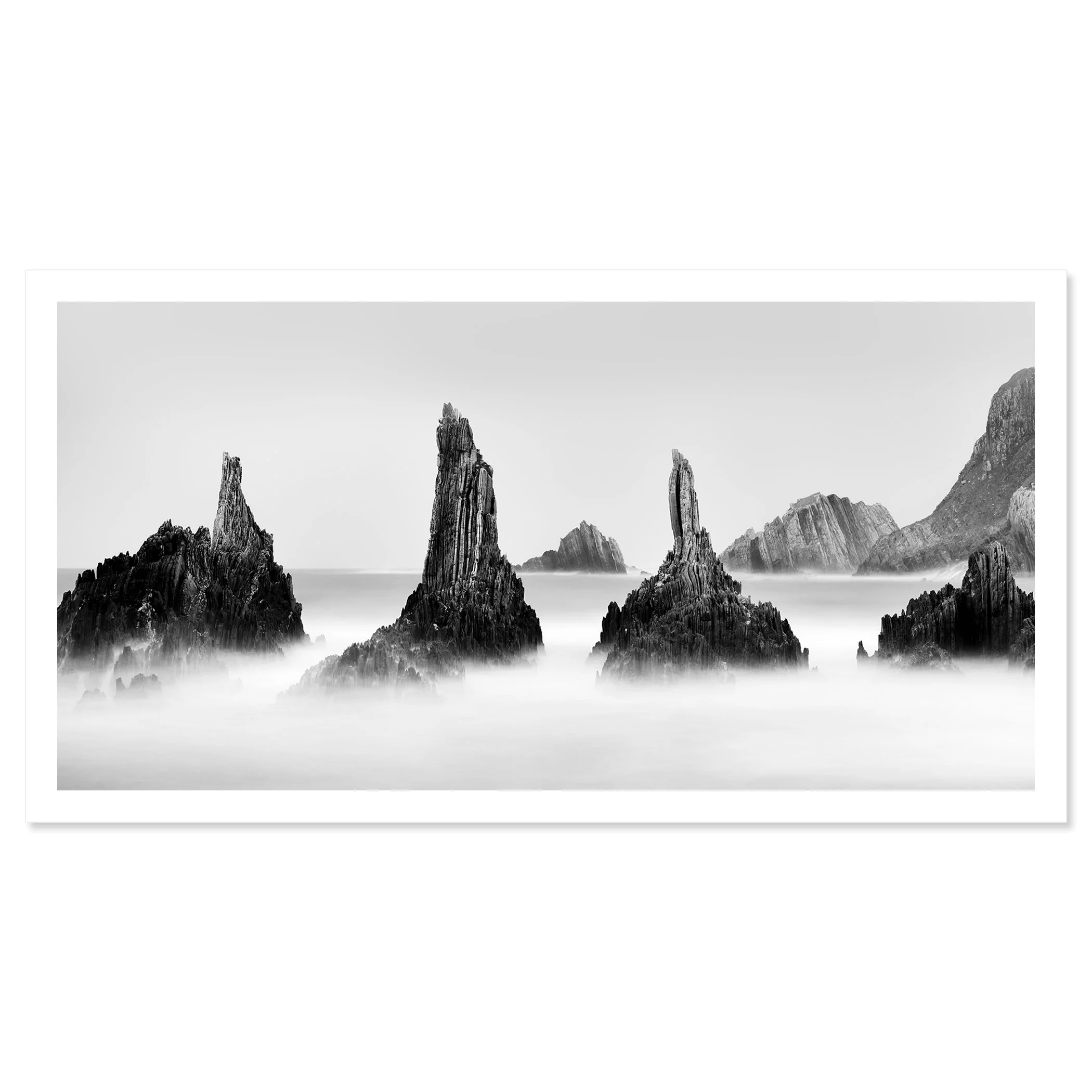 Rocky Peaks Panorama Study 5 by Gerald Berghammer presented as an archival pigment fine art print with white border.