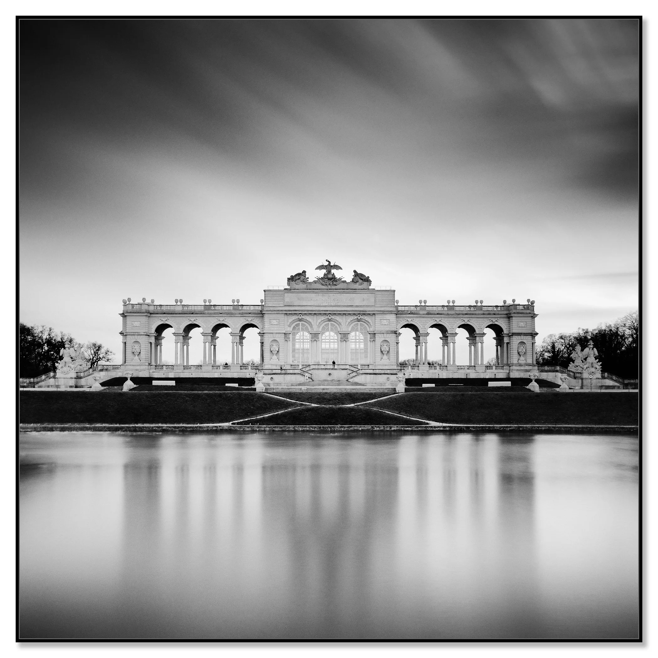 Gloriette Study 2 mounted on aluminium Dibond in a black aluminium ArtBox frame by Gerald Berghammer.