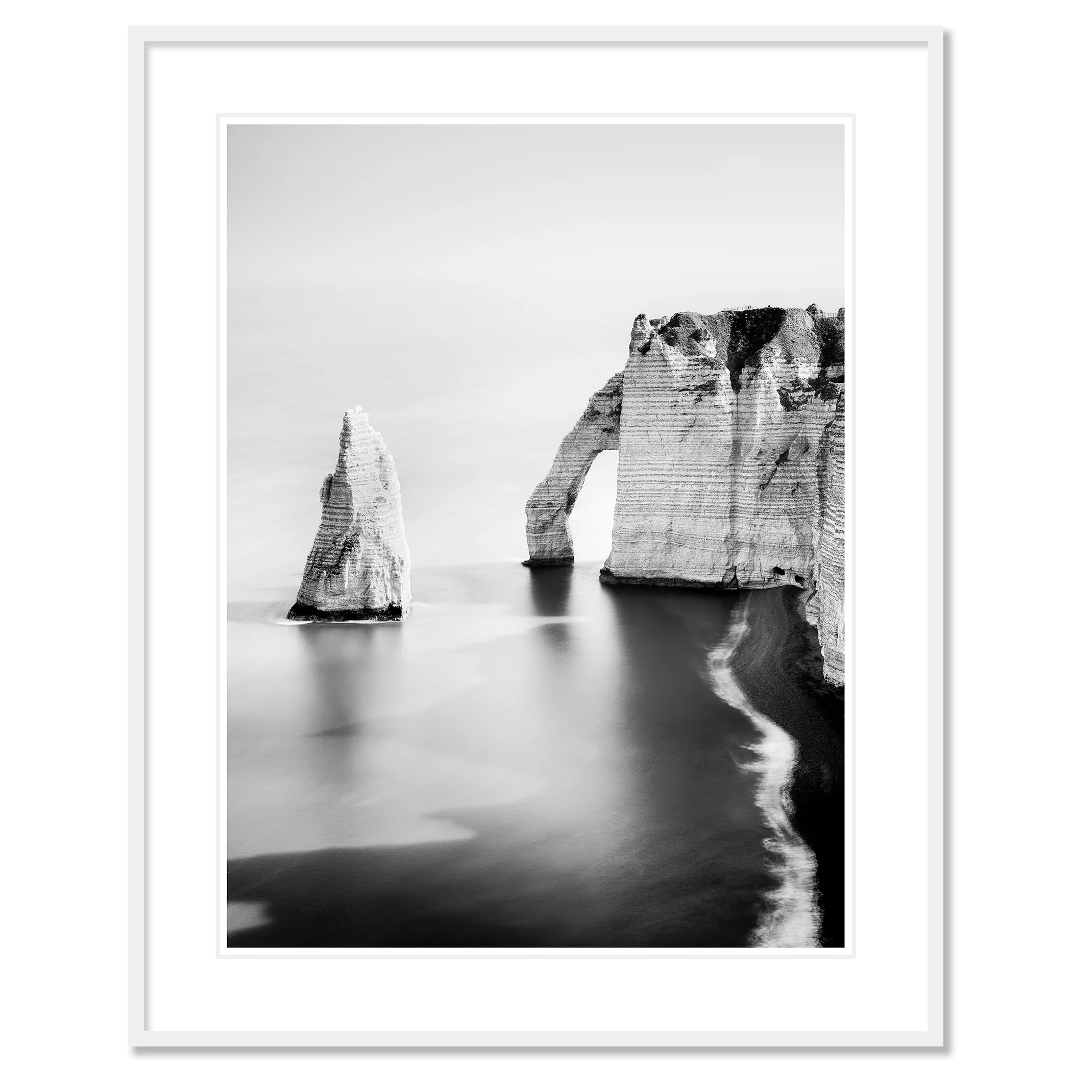 The Cliffs of Étretat, Study 3 – fine art print in a white aluminium frame with a white mount. Photo by Gerald Berghammer.