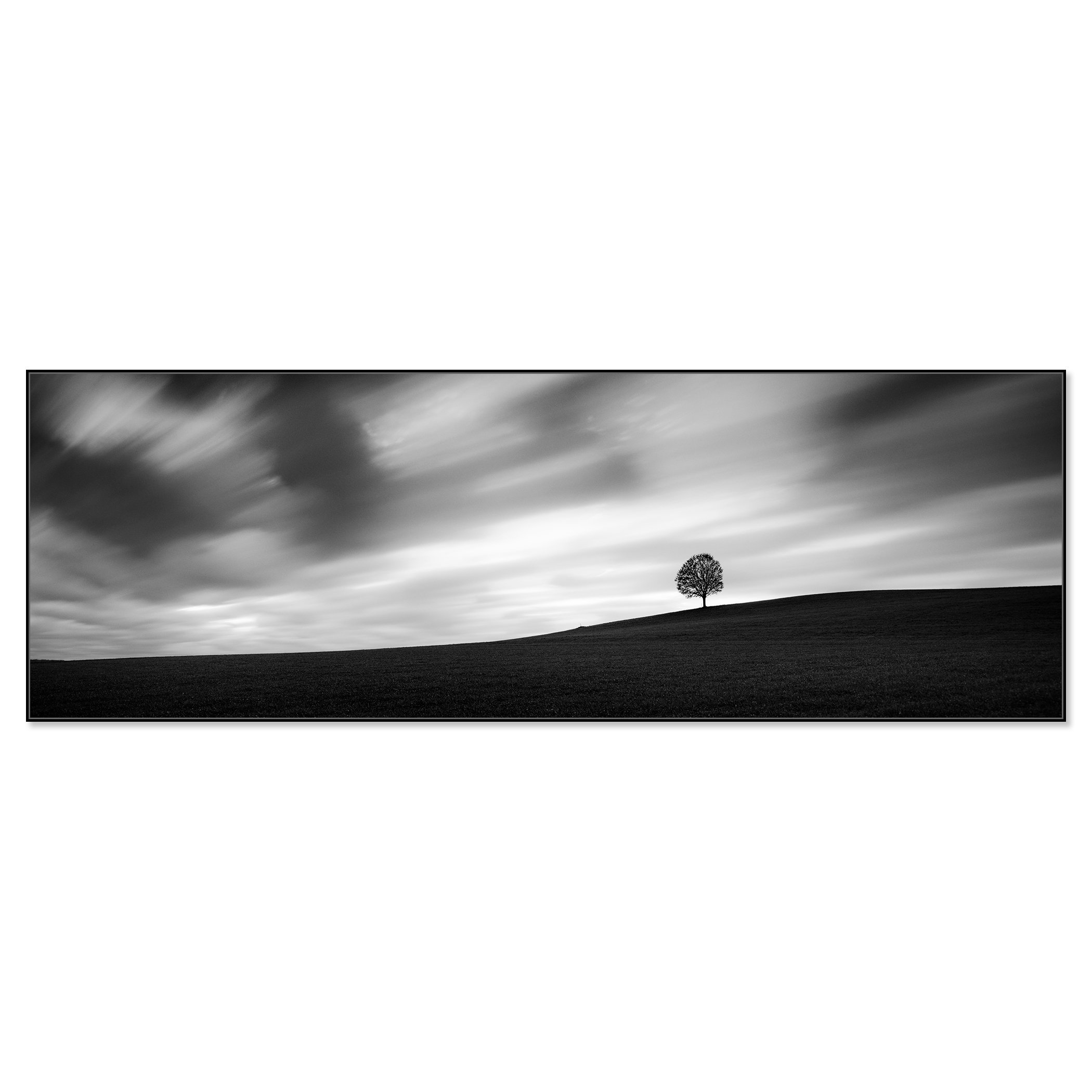 Turbulent Times Panorama Study 1 by Gerald Berghammer, black-and-white Dibond print presented in a white aluminium ArtBox frame.