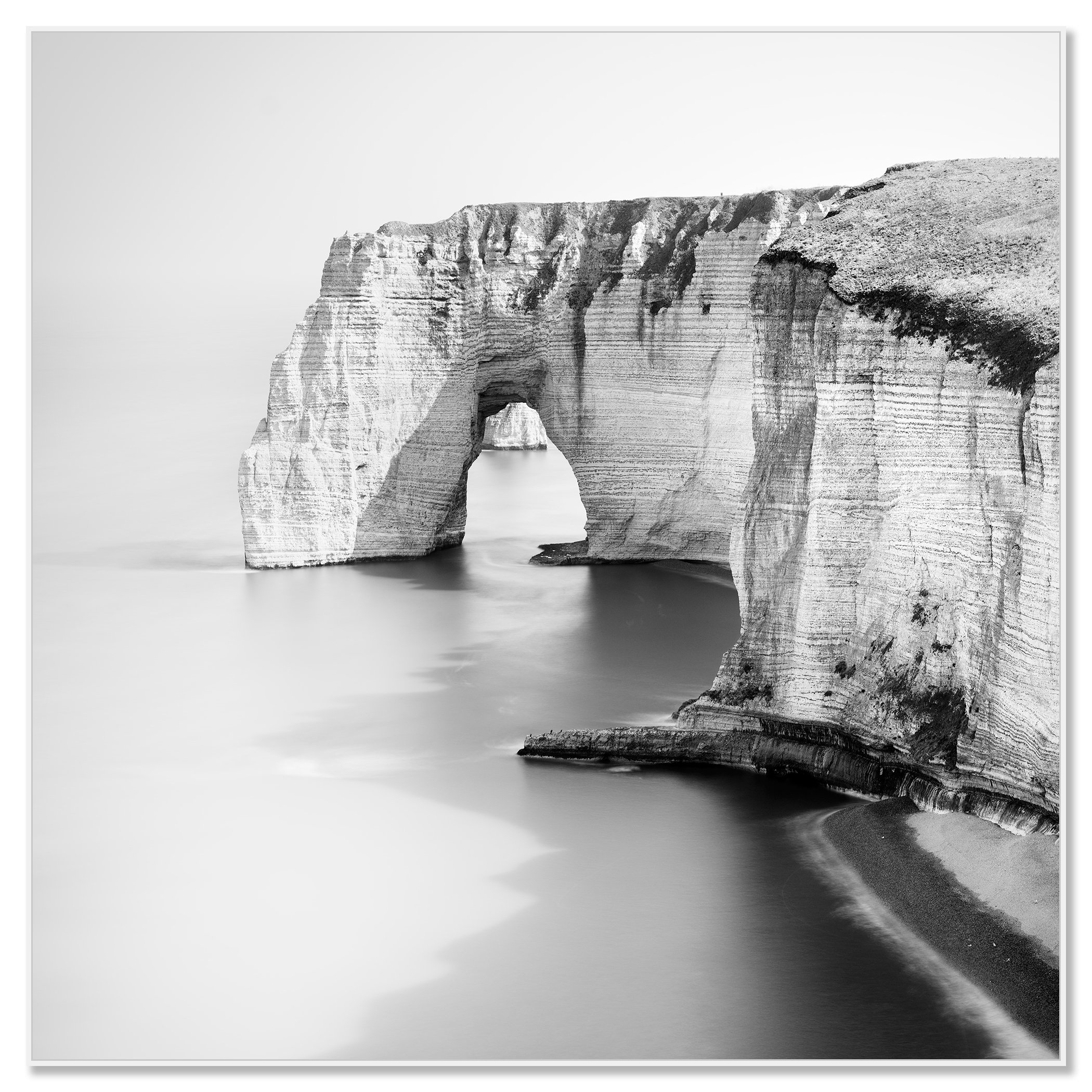 Alabaster Coast Study 1 by Gerald Berghammer, black-and-white Dibond fine art print presented in a white aluminium ArtBox frame.