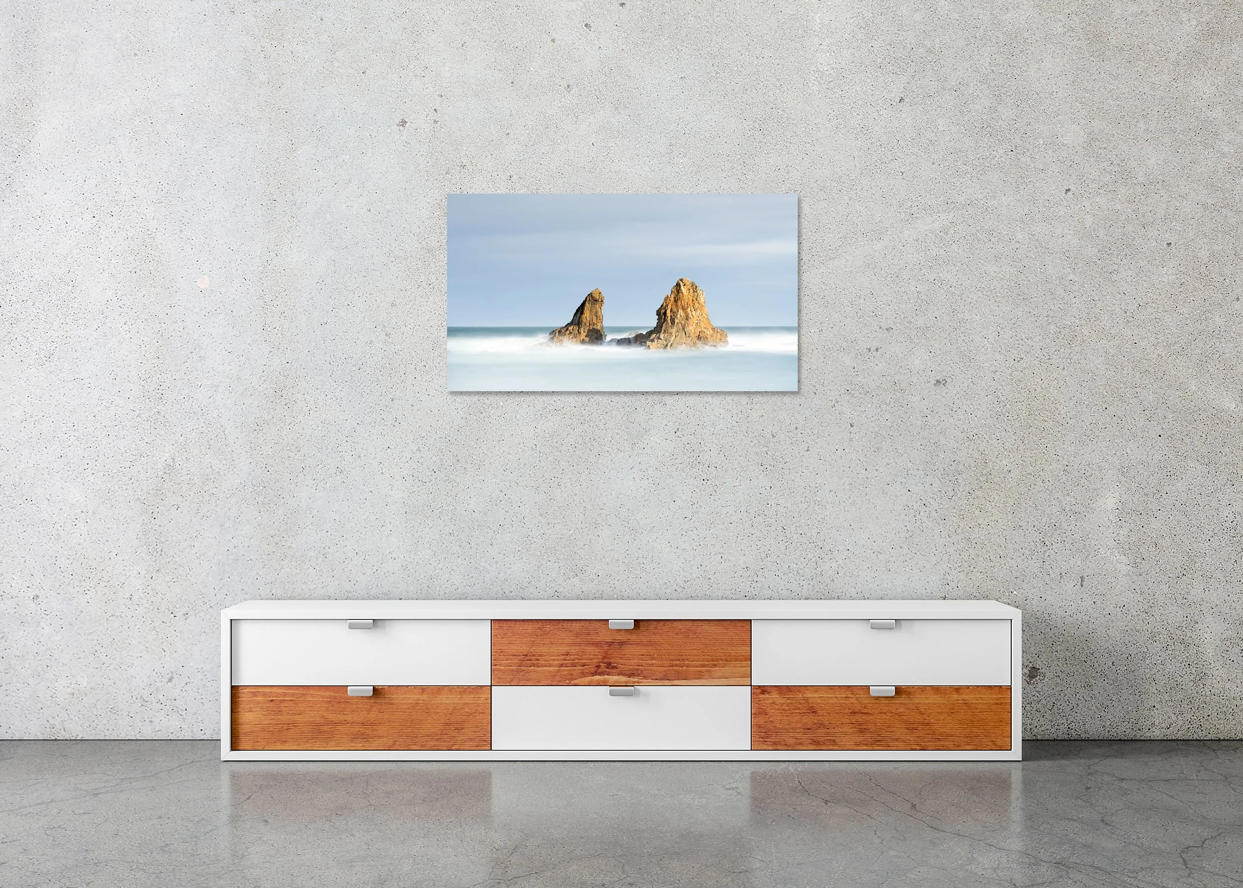 Little Rock Island Panorama Study 1, Spain, colour photo print mounted to Dibond, frameless