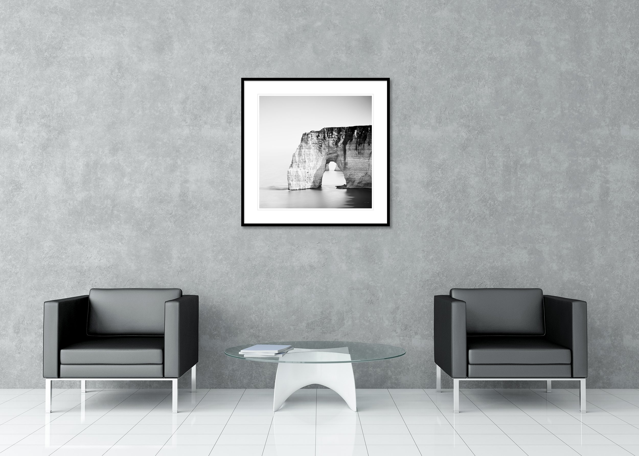 The Cliffs of Étretat, Study 4 – France, black-and-white archival pigment print in a classic frame with a mount and anti-reflective glass