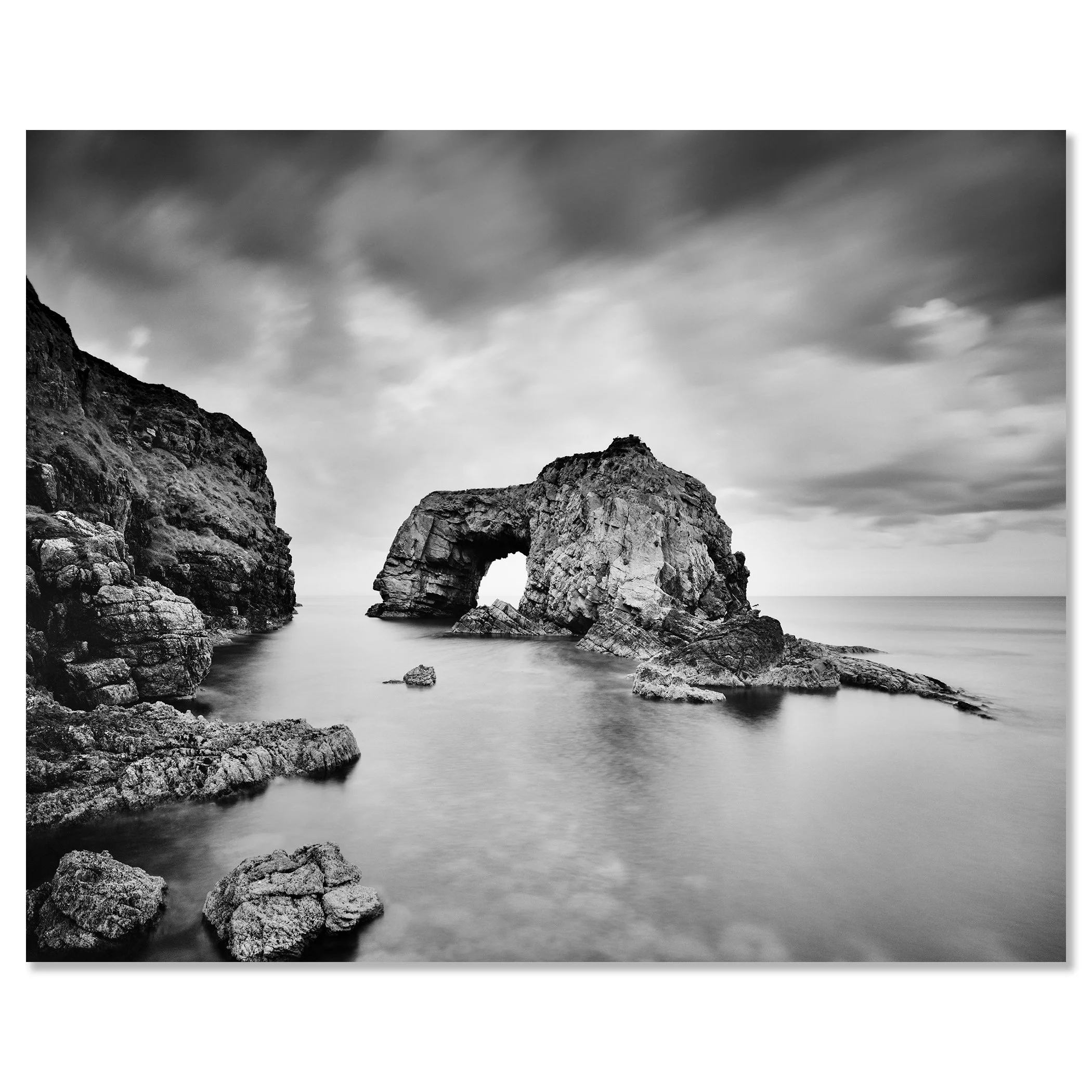 Great Pollet Sea Arch Study 3 shown as a frameless aluminium Dibond print by Gerald Berghammer.