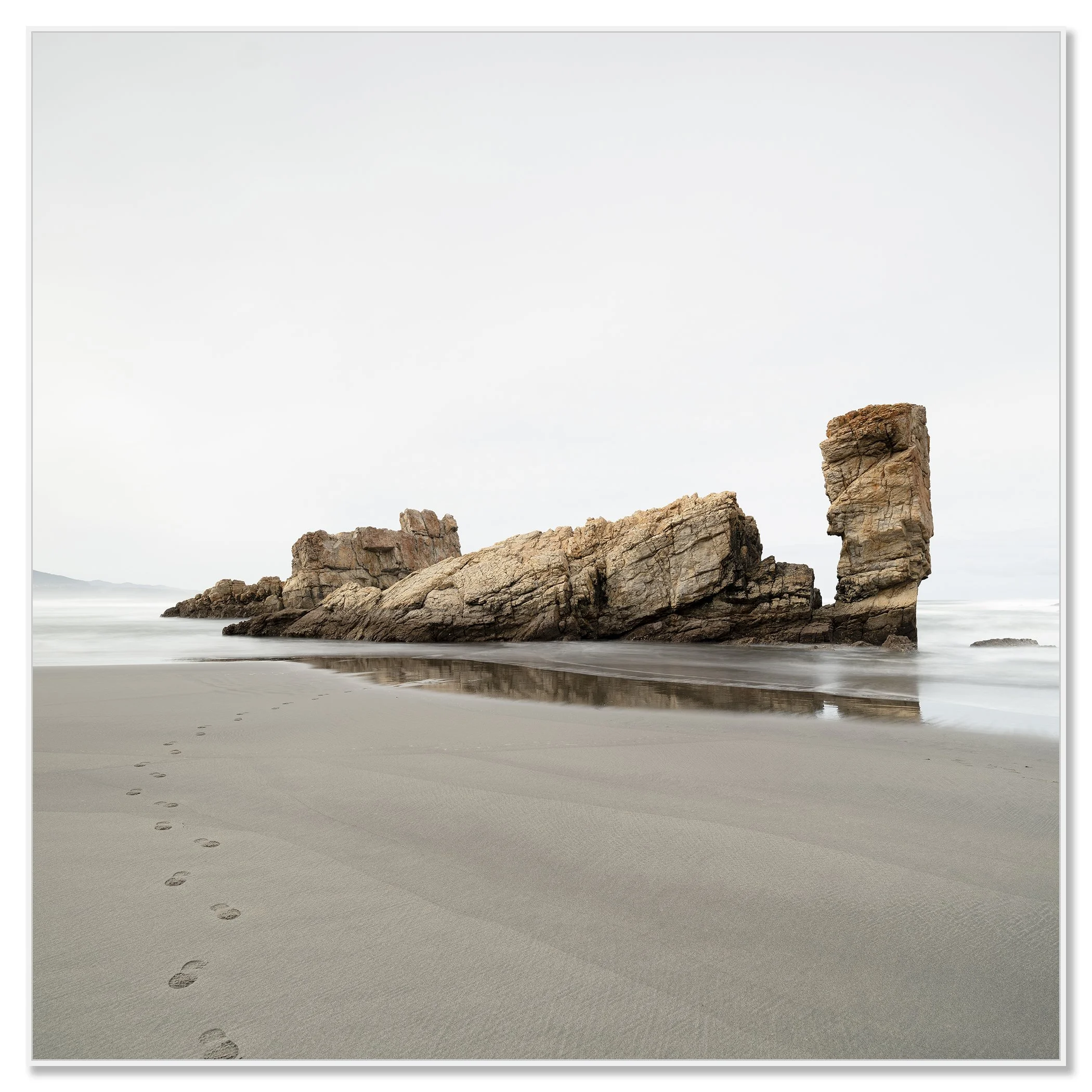 Walk on the Beach – Bay of Biscay, Spain, colour photograph in a white aluminium ArtBox frame
