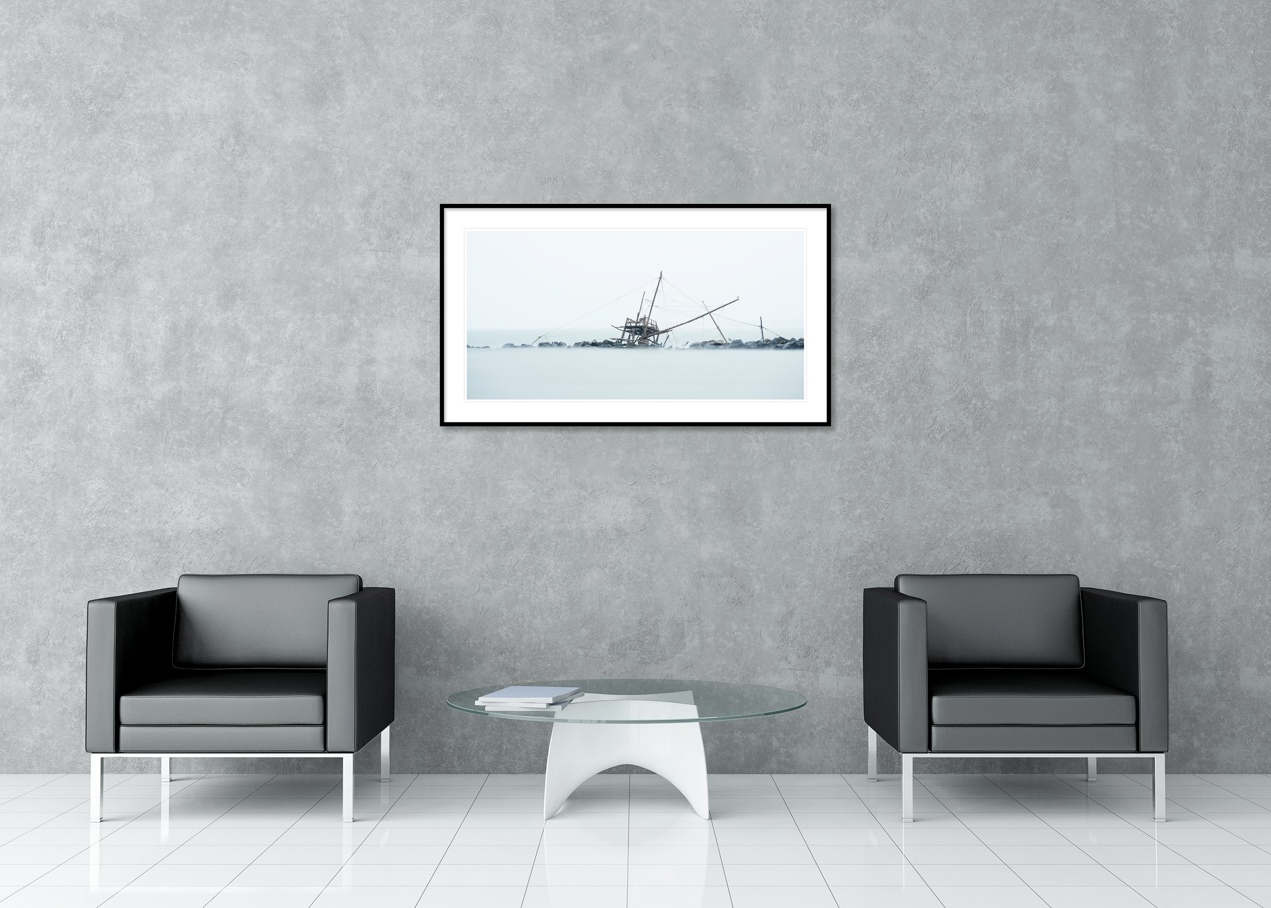 Retoni, Study 3 – colour archival pigment print in an aluminium frame with a white mount displayed in a modern interior.