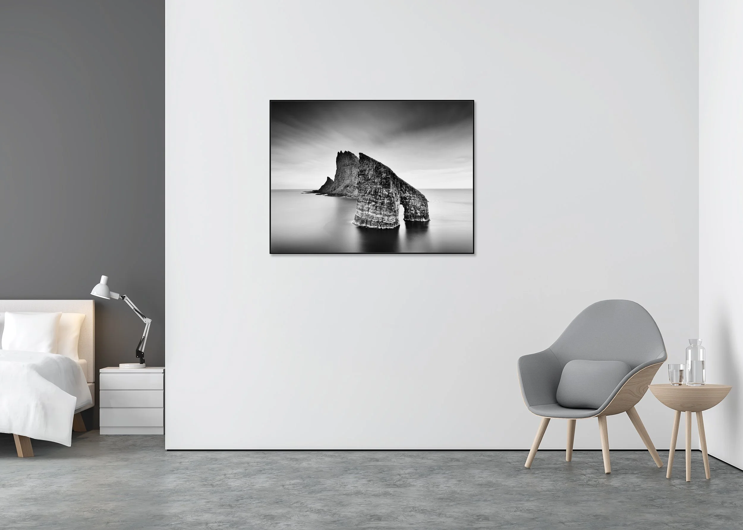 Drangarnir, Sea Arch Study 2 displayed as a photo print on Dibond in a black aluminium ArtBox frame