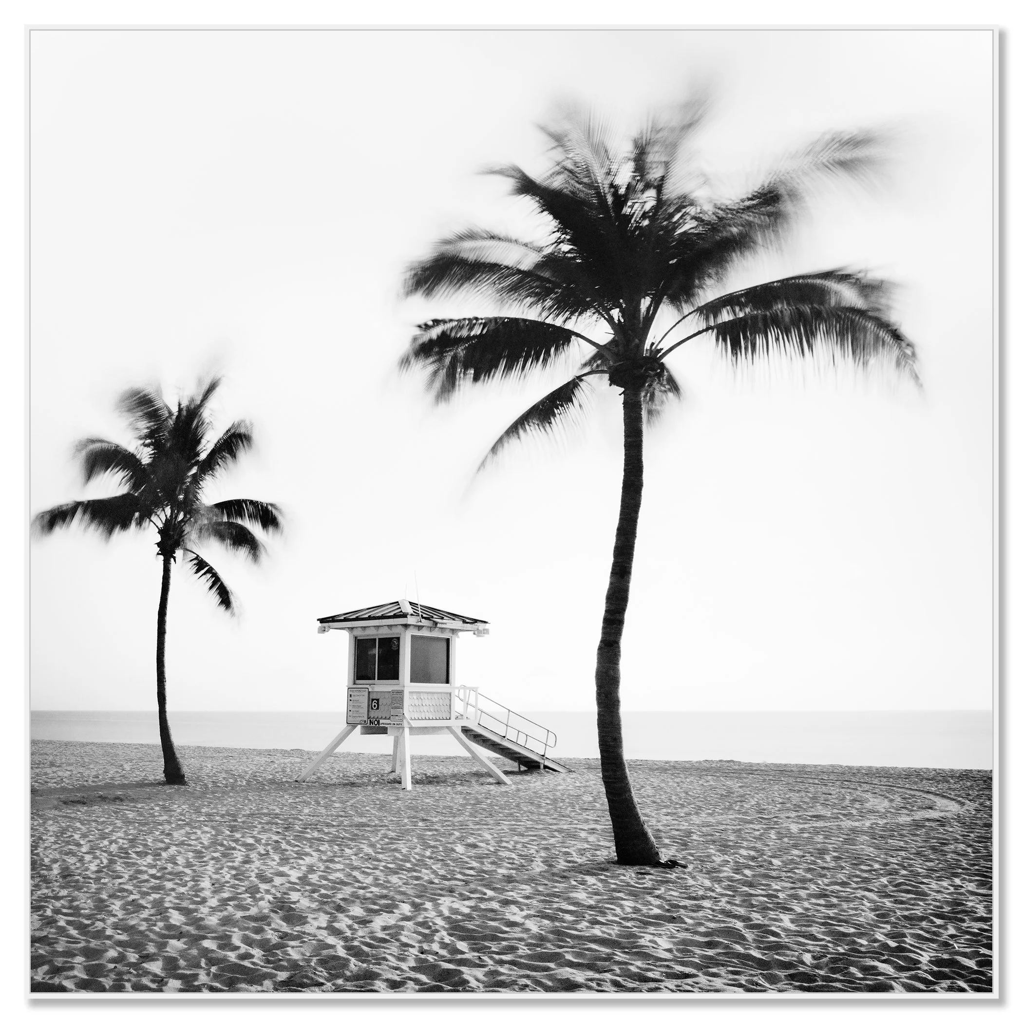 Fort Lauderdale Beach, Study 4 by Gerald Berghammer, black-and-white fine art photograph presented in a white aluminium ArtBox frame.