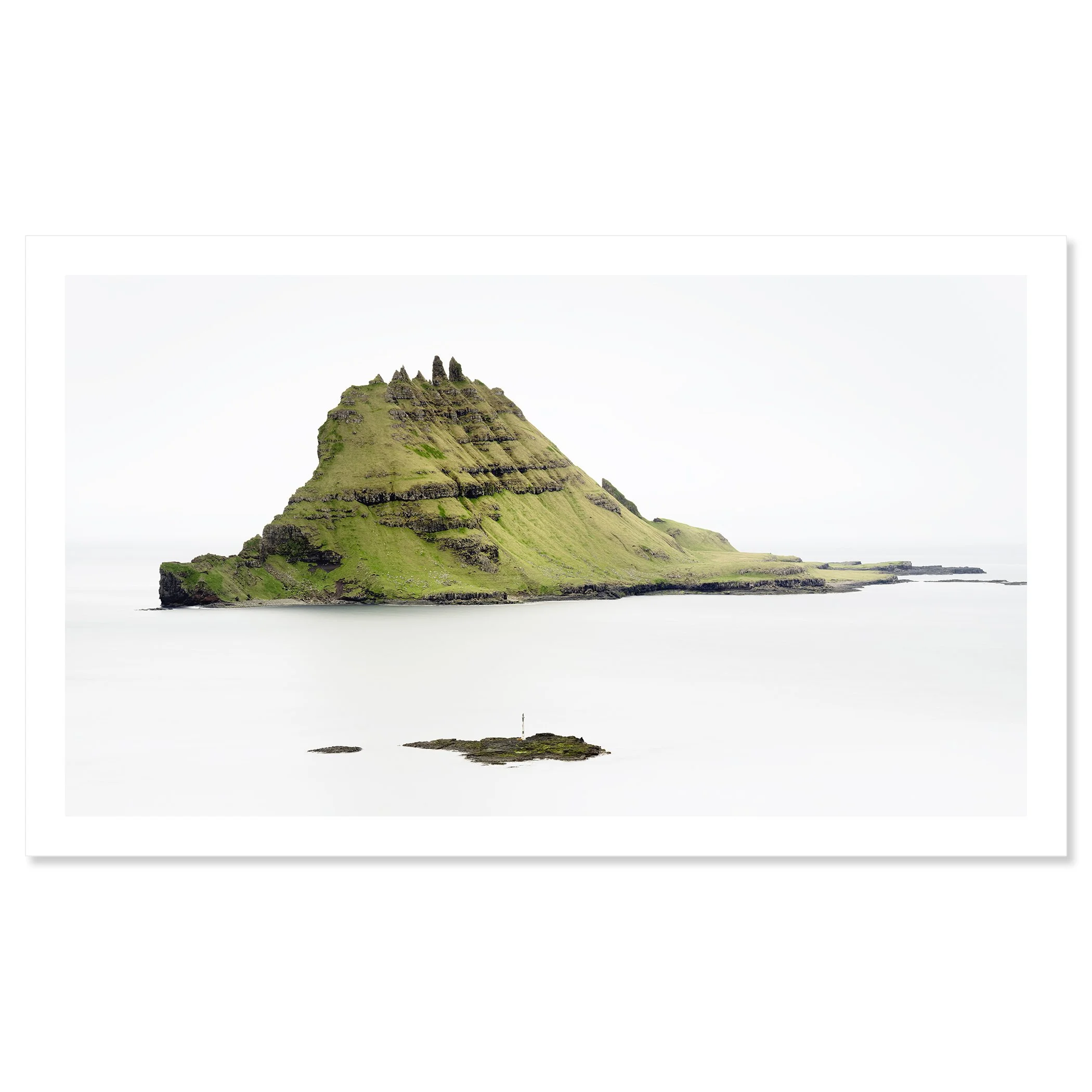 Green Rock Island – Faroe Islands, colour fine art print on paper with white border