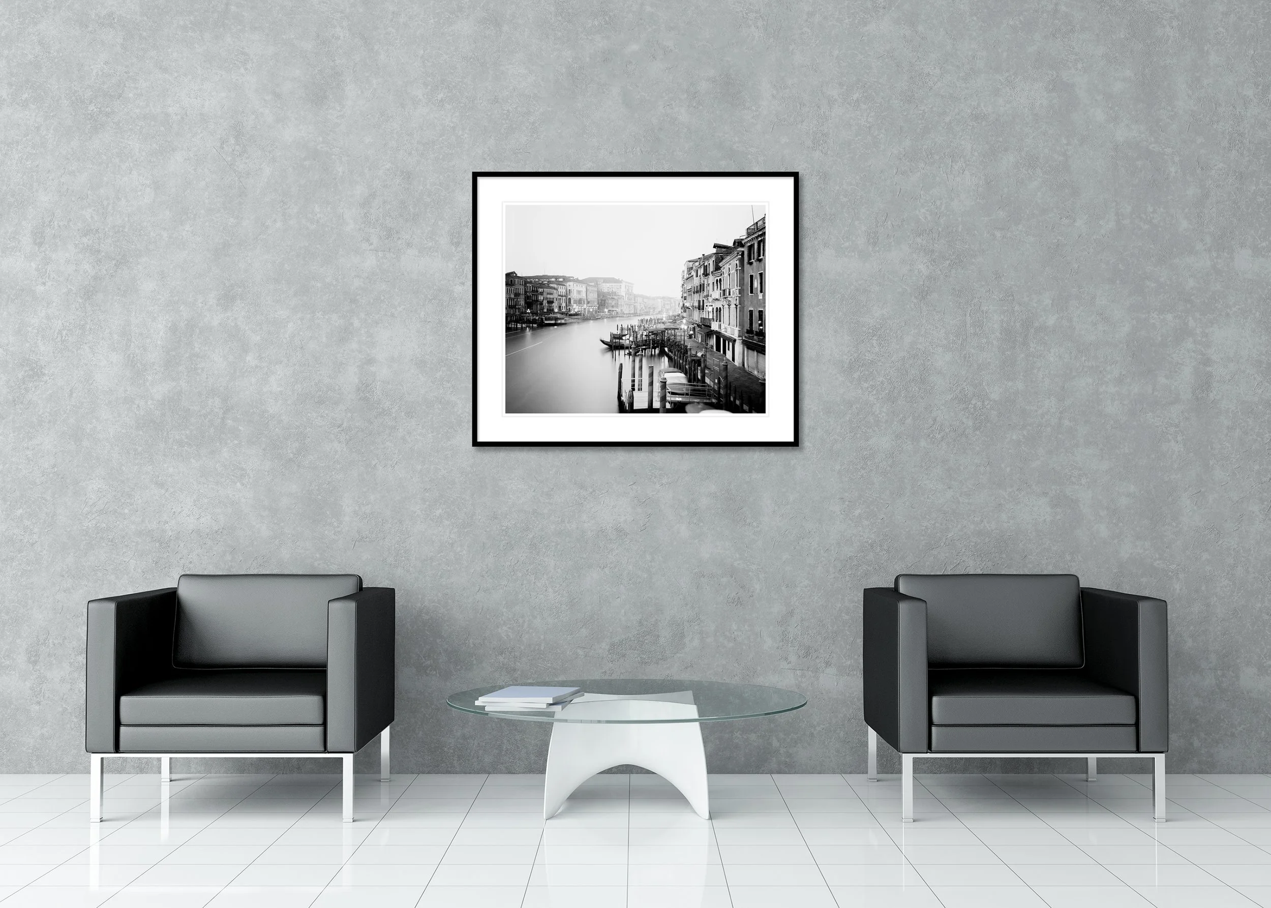 Canal Grande, Study 1 – Venice, black-and-white archival pigment print in an aluminium frame with a white mount.