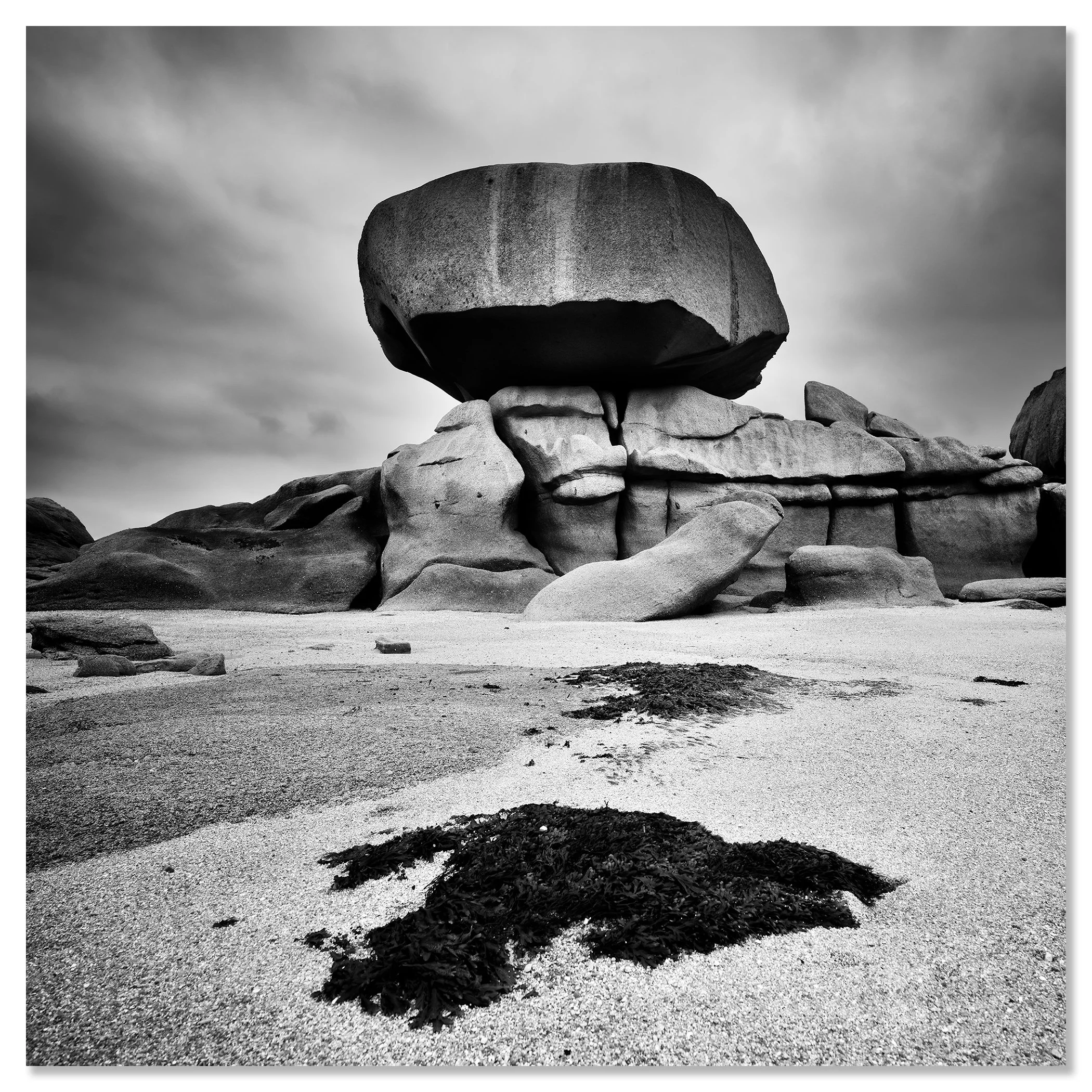 Pink Granite Coast, Study 3 – frameless black-and-white photograph mounted on aluminium Dibond.