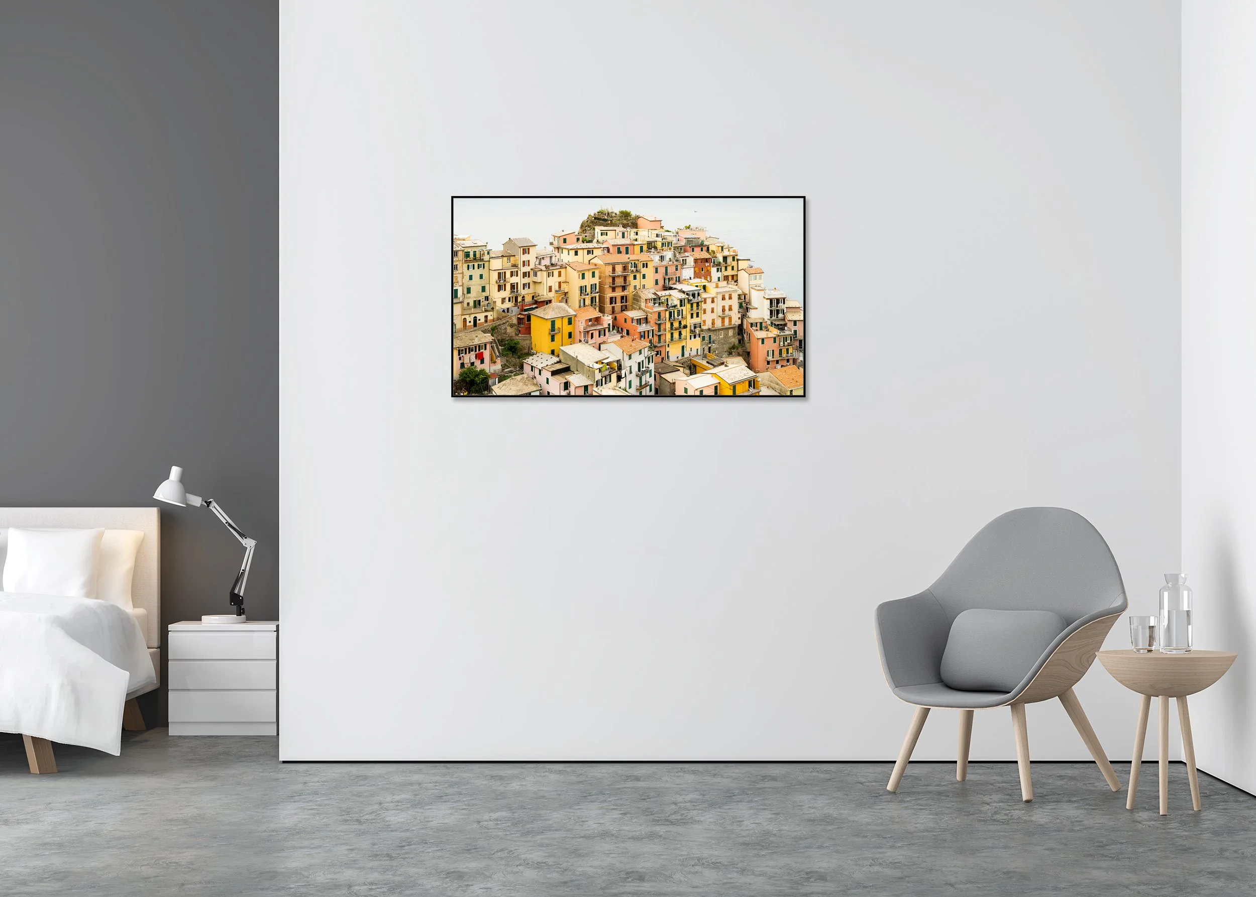 Traditional Mediterranean architecture in Cinque Terre, Italy photo print mounted on Dibond in an aluminium ArtBox frame