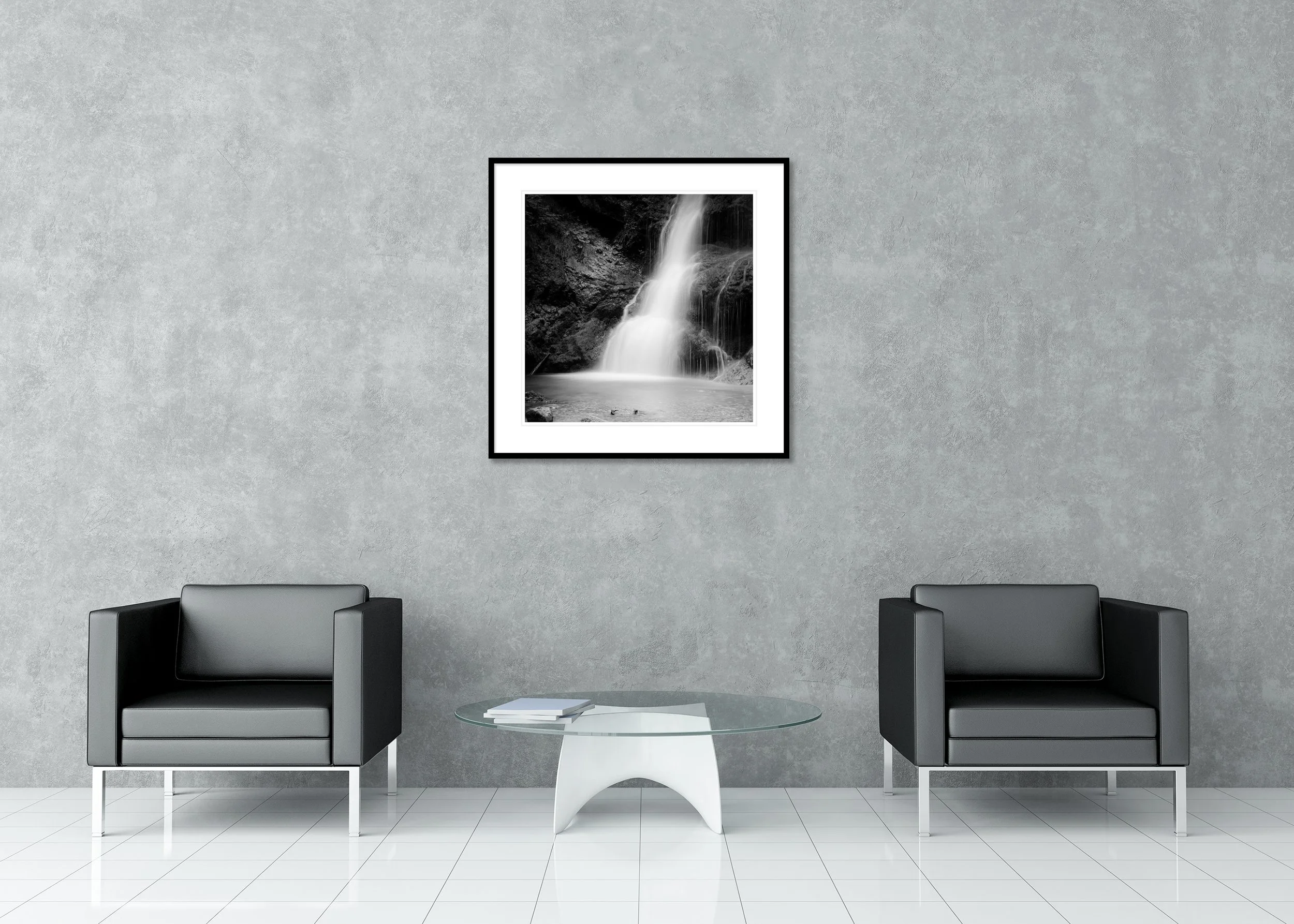 Gerald Berghammer - Waterfall, long exposure, abstract waterscape, Germany, Archival pigment print, aluminium frame, passe-partout, anti reflex glass