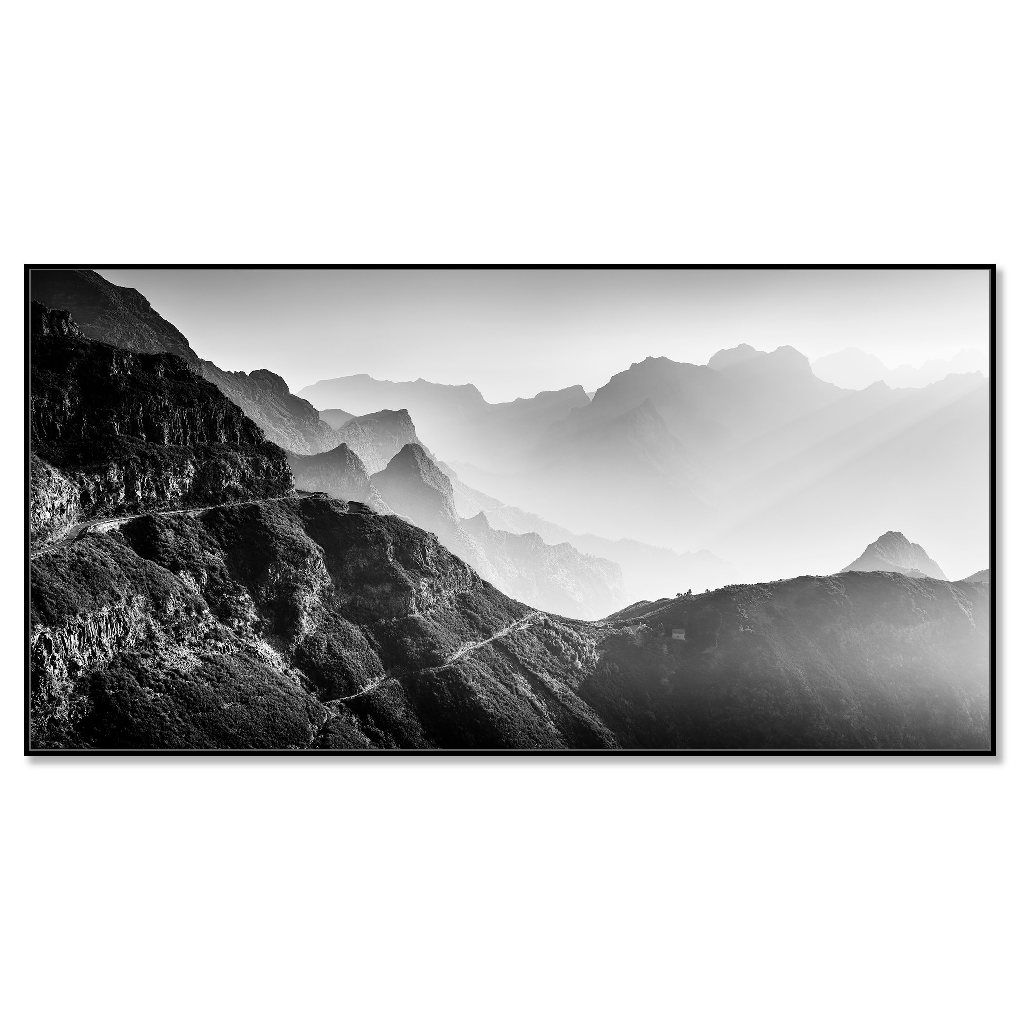 Morning Light in the Mountains Study 3 by Gerald Berghammer in a black aluminium ArtBox frame.