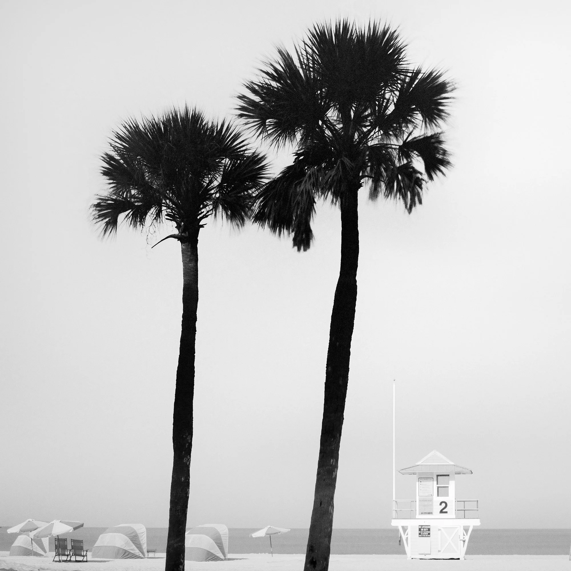 Lifeguard Tower Study 2, detail view of the black-and-white Miami Beach photograph by Gerald Berghammer.