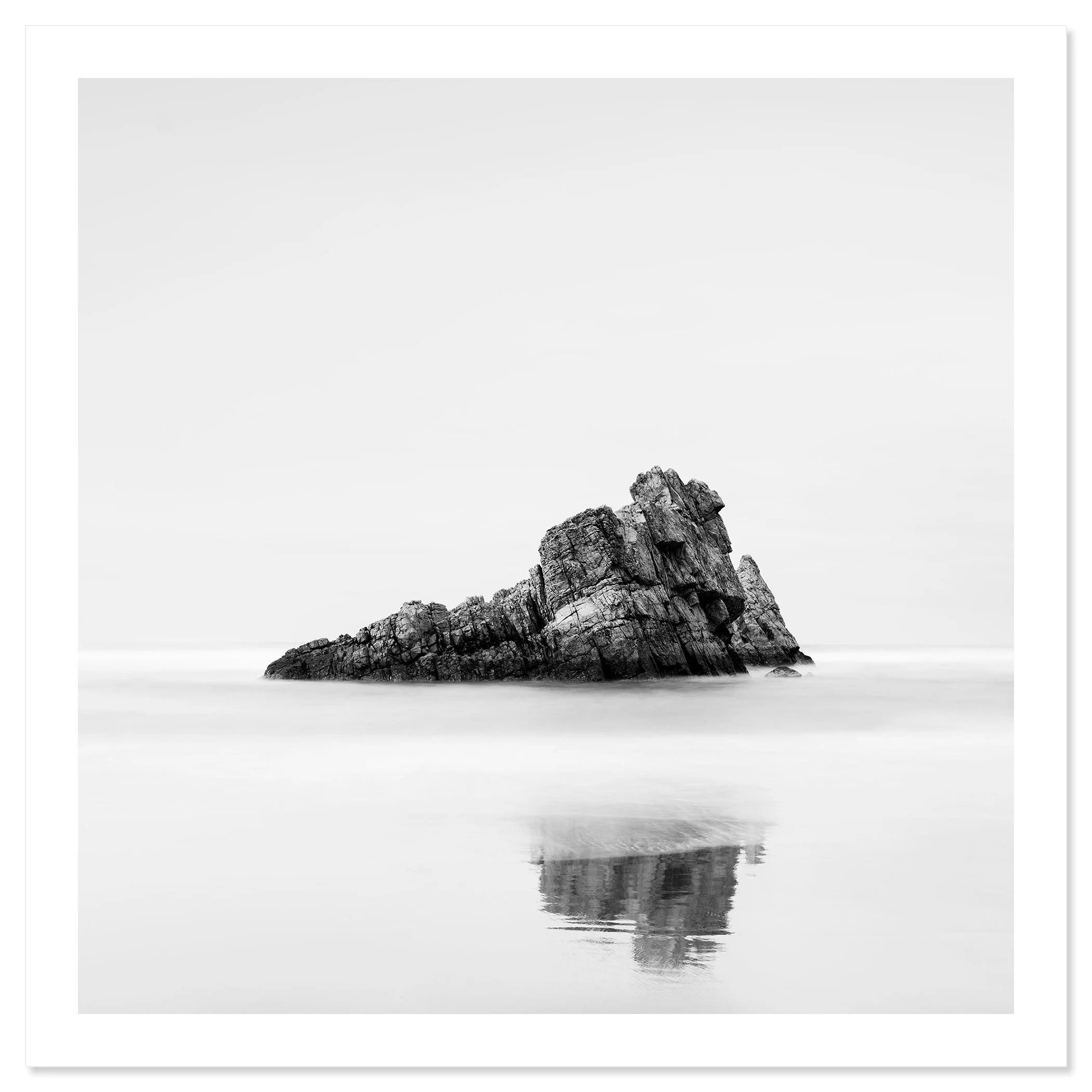 Rock on the Beach, Study 1 – black-and-white fine art print on paper with a white border by Gerald Berghammer.