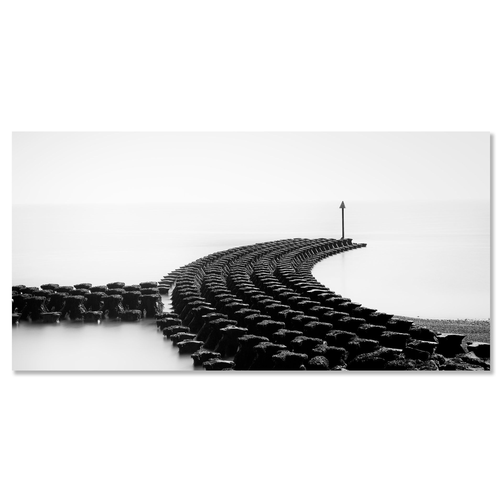 Cobbolds Point Panorama Study 2 presented as a frameless black-and-white artwork mounted on aluminium Dibond by Gerald Berghammer.