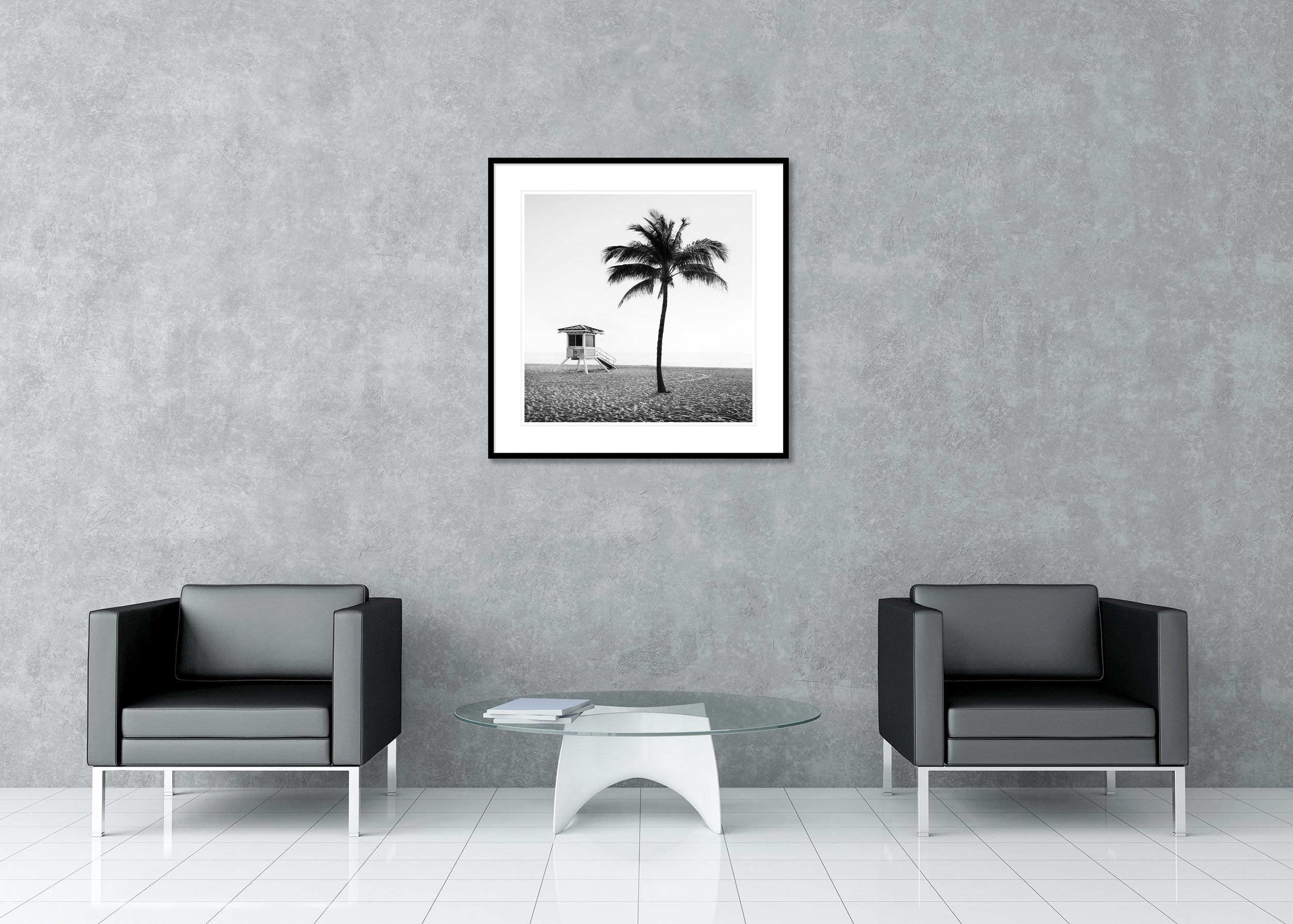 Fort Lauderdale Beach Study 3 by Gerald Berghammer displayed in a contemporary interior in a black aluminium frame with white mount.