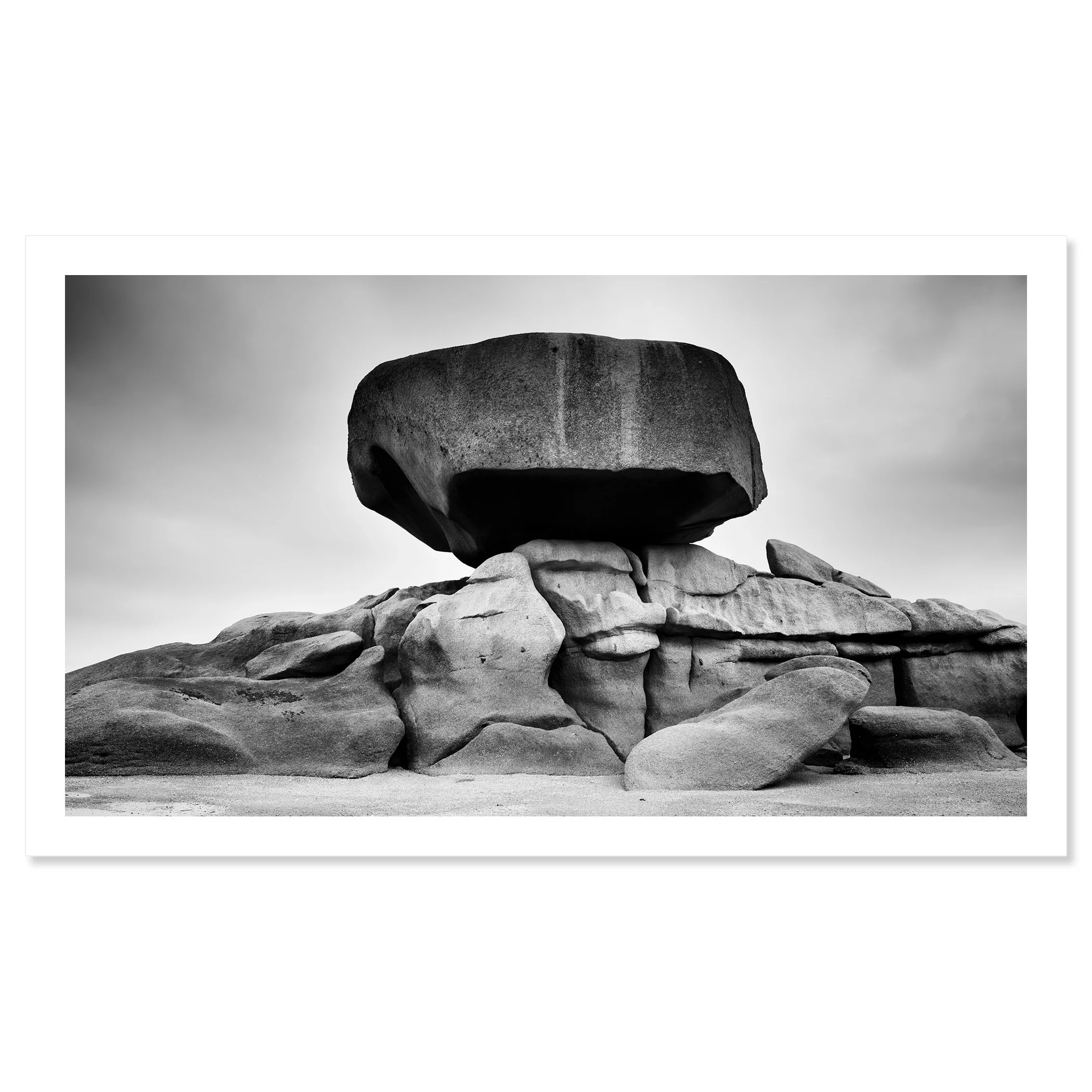 Pink Granite Coast Panorama Study 2 by Gerald Berghammer, black-and-white fine art photograph presented as an archival pigment print with a white border.