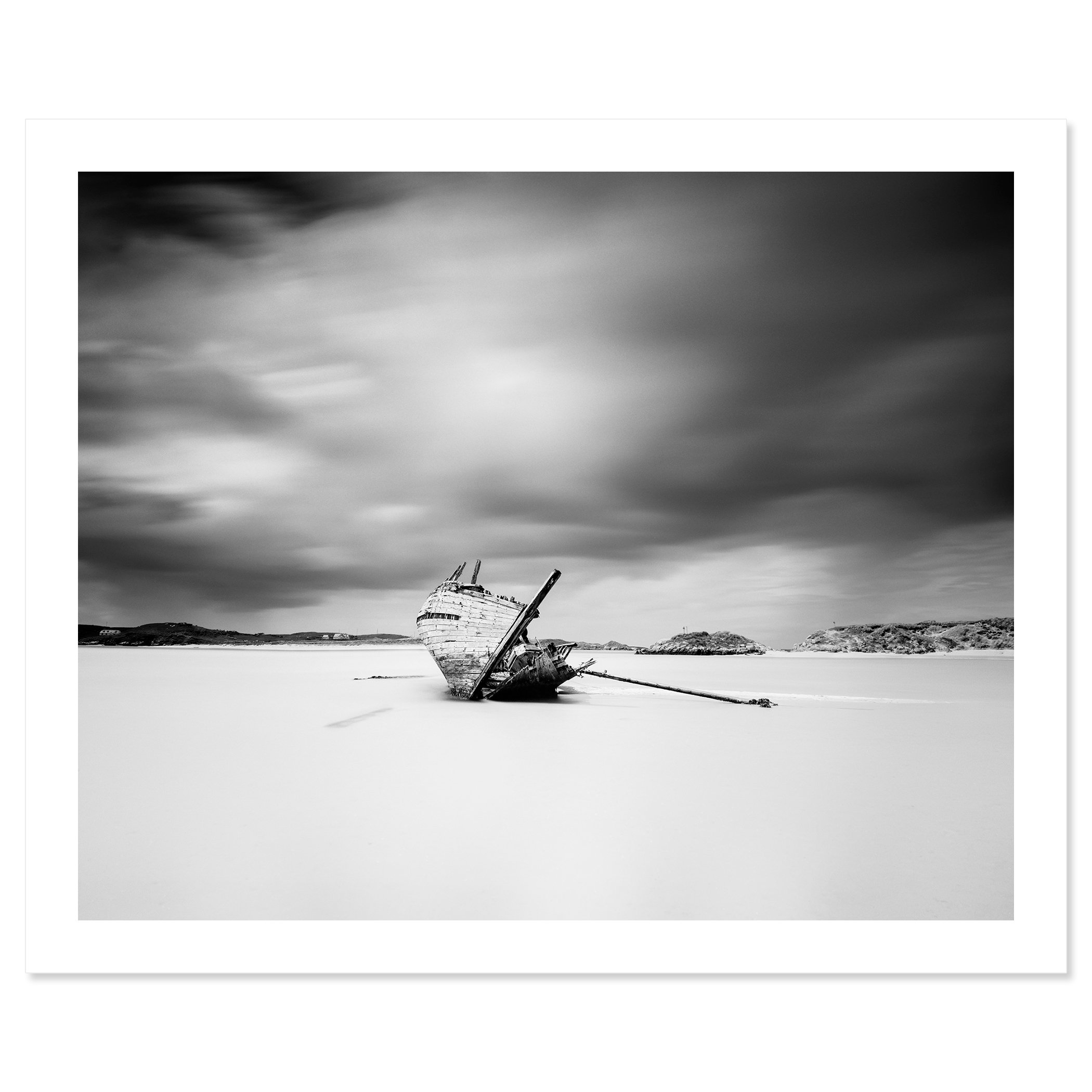 Bad Eddie’s Boat, Study 1 presented as an archival pigment print with a white border by Gerald Berghammer.