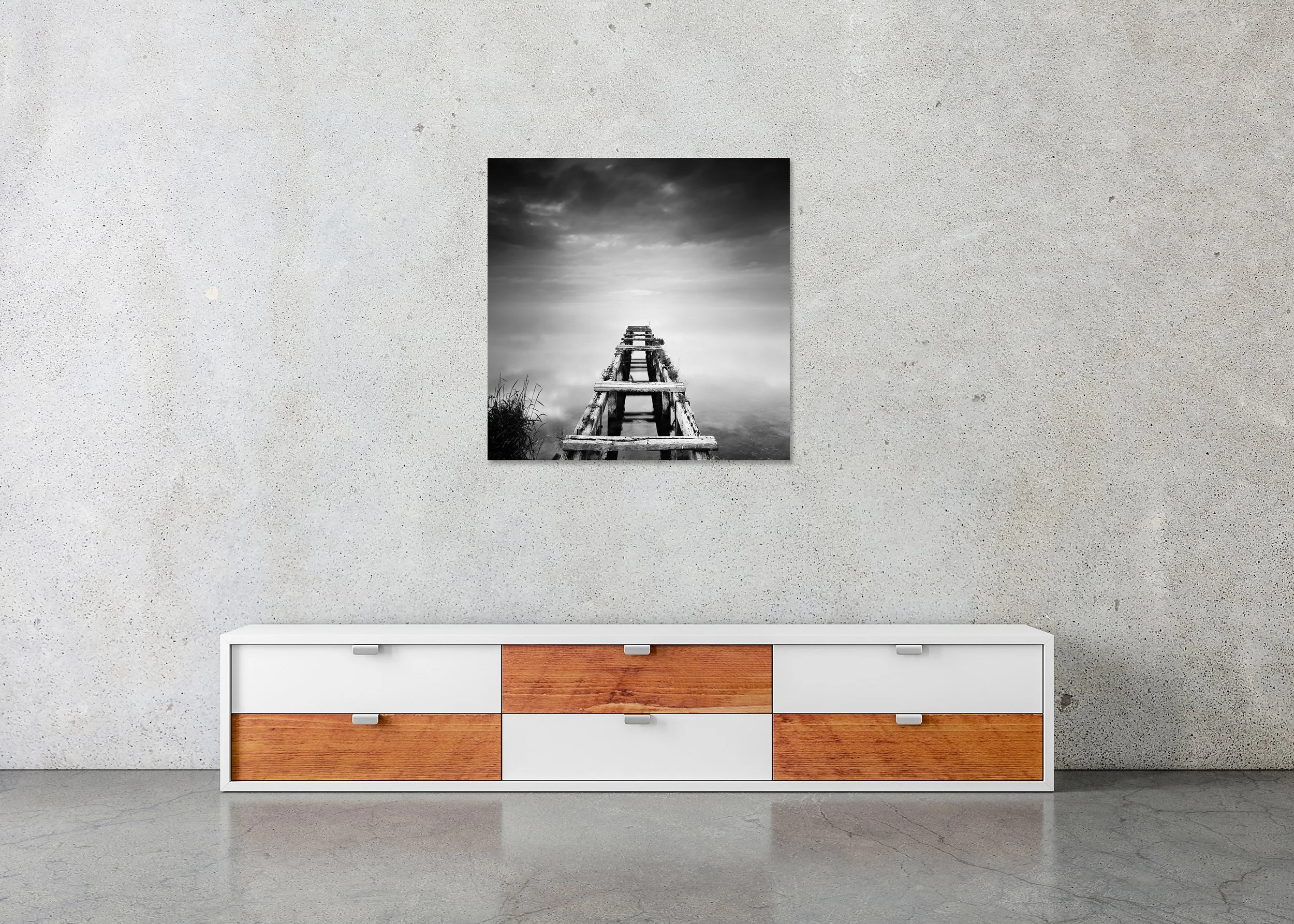 Gerald Berghammer - Abandoned Pier, night waterscape, silent lake, Ireland, ChromaLuxe print on aluminium, frameless