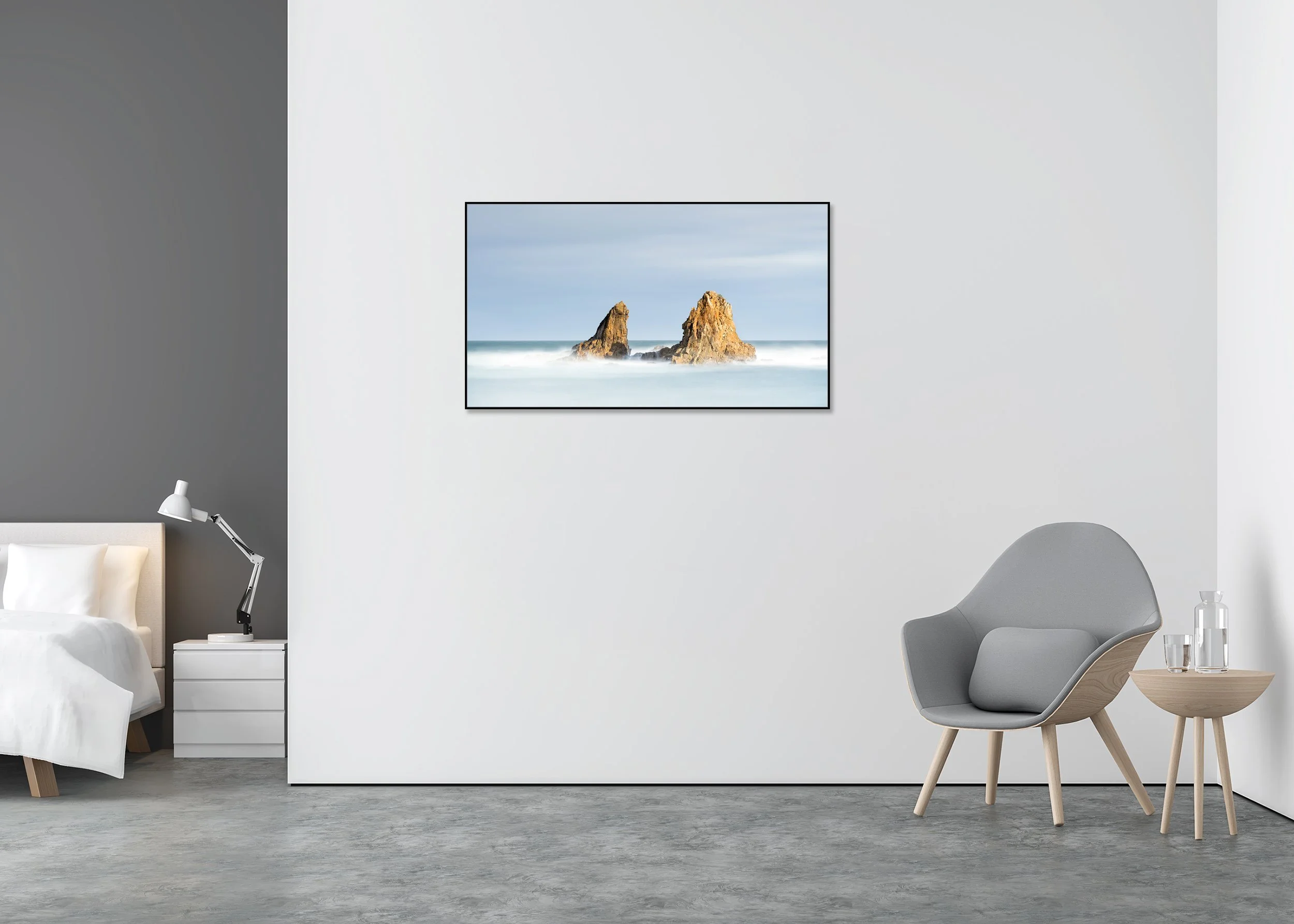Little Rock Island Panorama Study 1, Spain, colour fine art photo print mounted to Dibond in an aluminium ArtBox
